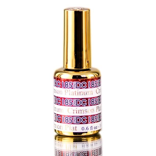 DND DC PLATINUM Gel Polish - Premium Glitter Nail Polish for Long-Lasting Manicures (Crimson Platinum #185) | Perfect for Salon, Home Use & Special Occasions