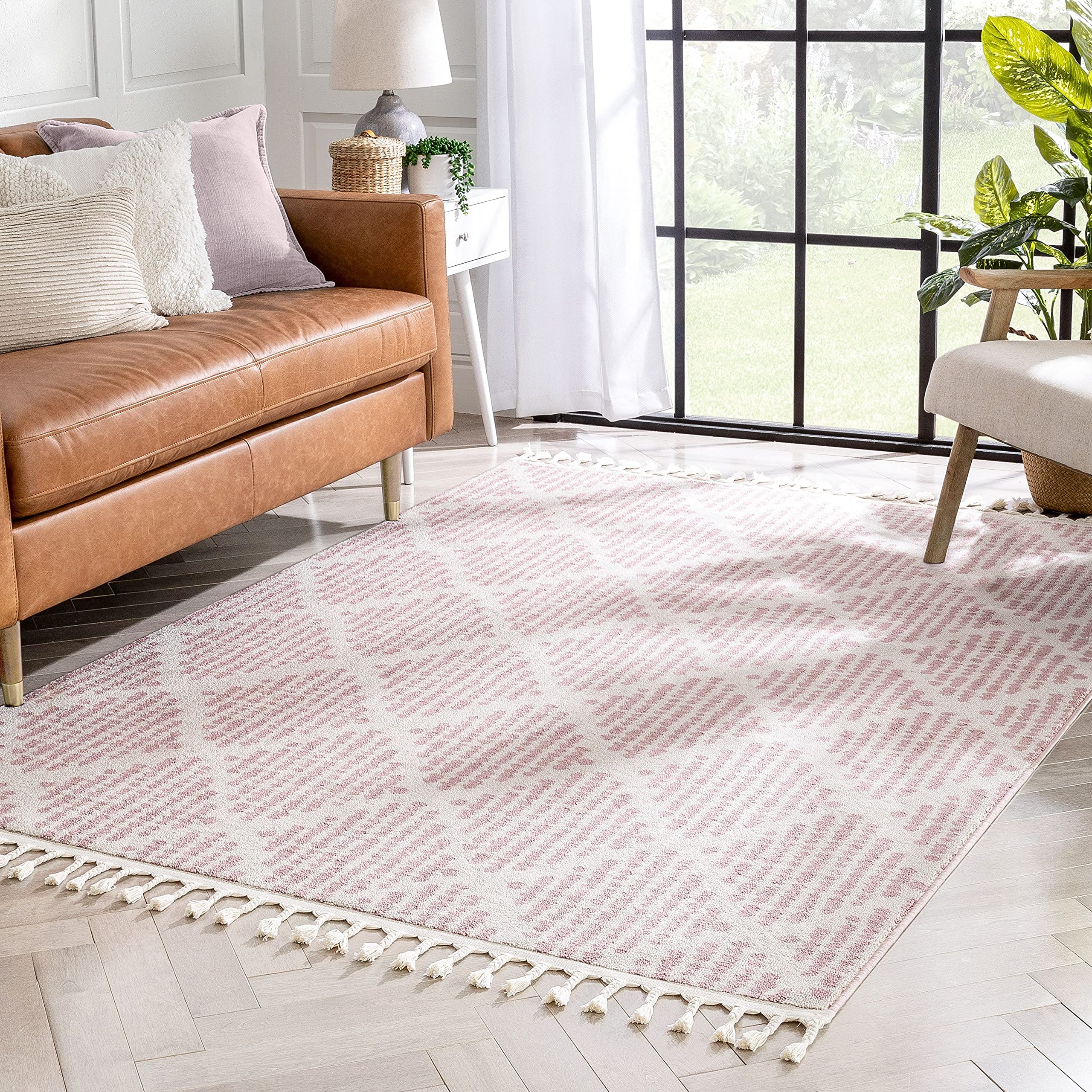 Well Woven Loop-De-Loop Arbor Moroccan Trellis Blush Kilim-Style 5'3