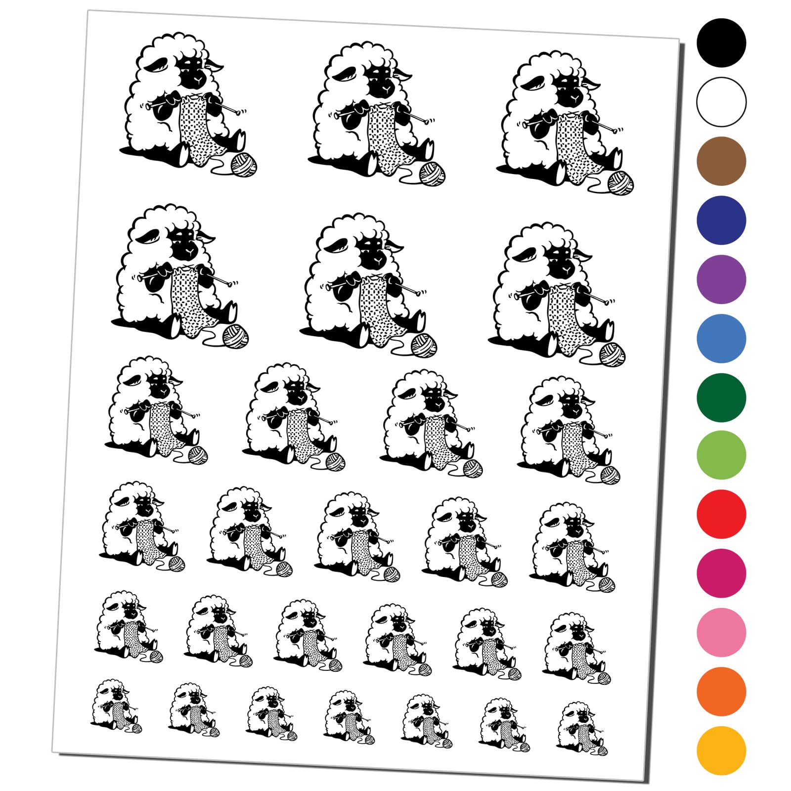 Cute Sheep Knitting Temporary Tattoo - Waterproof Fake Body Art Sticker Set - Black (1 Sheet) - Perfect for DIY Crafts, Costume Parties & Festival Body Decorations