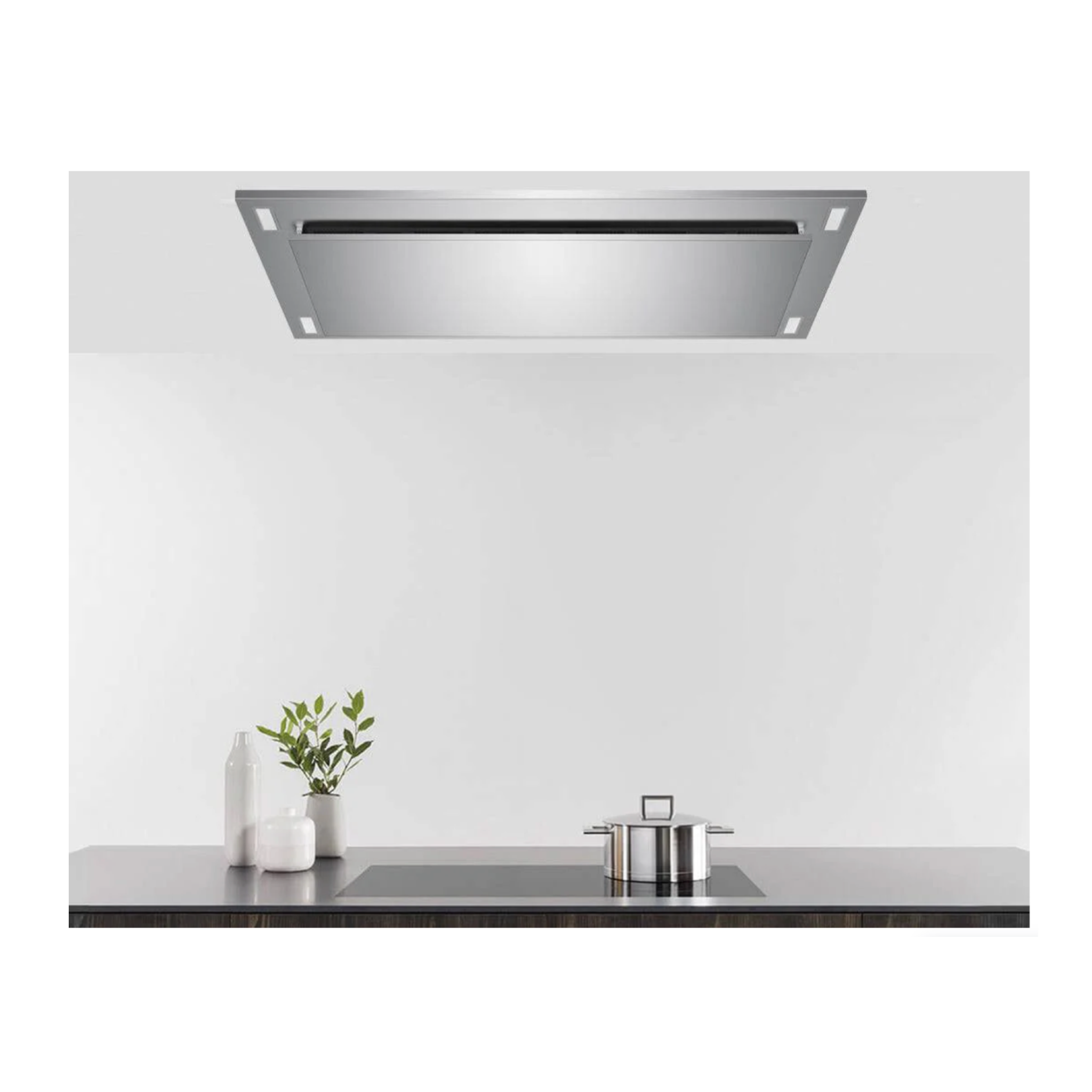 Victory Sunset 600 CFM Flush Mount Ceiling Range Hood with Dimmable LED Lights - Perfect for Modern Kitchens and Open-Concept Living Spaces