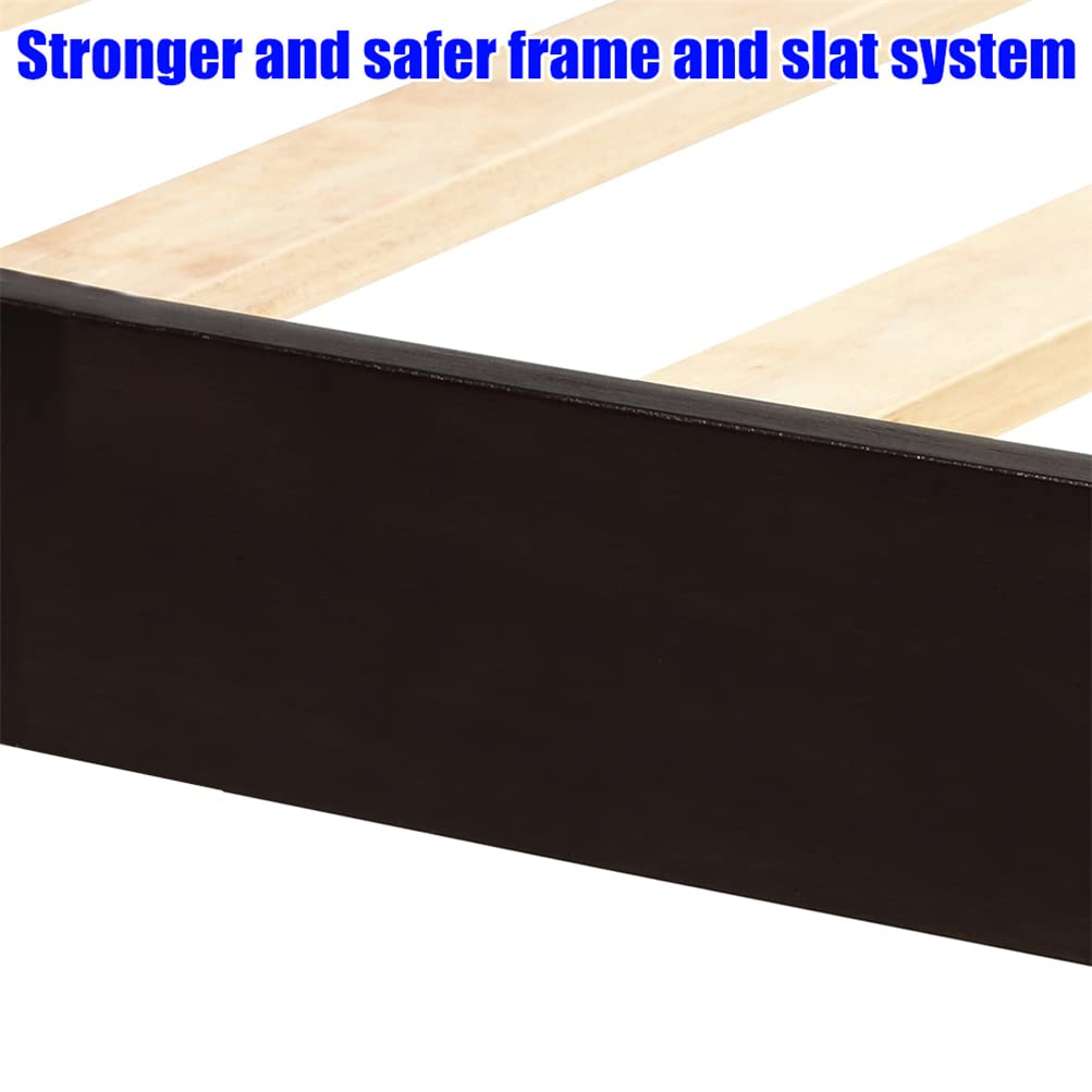 Premium Solid Wood Platform Bed Frame with Headboard - Sturdy Thick Slat Support, Easy Assembly, No Box Spring Needed (Espresso, Twin) - Perfect for Small Bedrooms, Guest Rooms & Dormitories