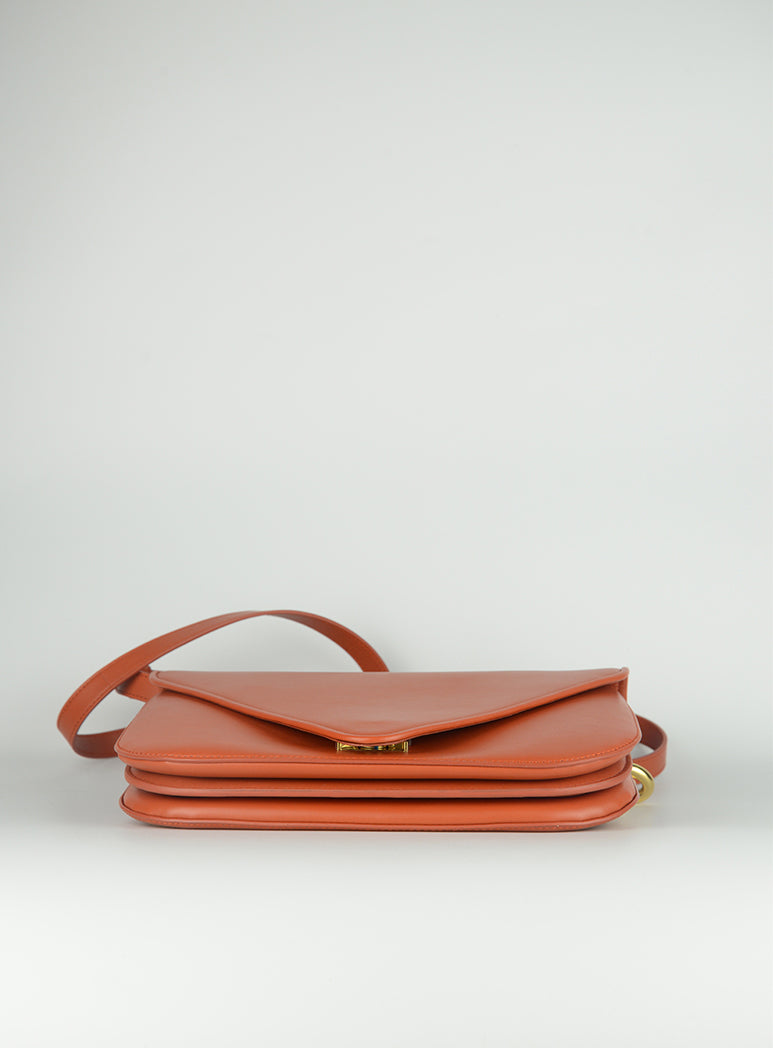 Bottega Veneta Orange Leather Envelope Bag - Luxury Crossbody Purse for Women, Perfect for Work, Travel & Evening Events