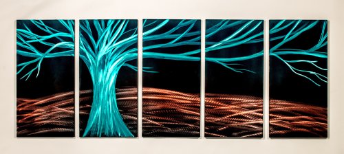 Hand-Sanded Metal Wall Art - Glowing Tree Decor for Living Room, Bedroom & Office | Modern Home Décor & Unique Gift Idea