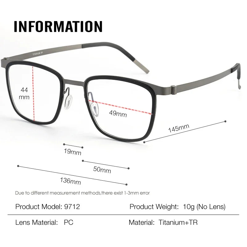 Aror Women's Full Rim Square Acetate Titanium Eyeglasses Frame 49715 - Lightweight & Durable for Work, Reading & Fashion