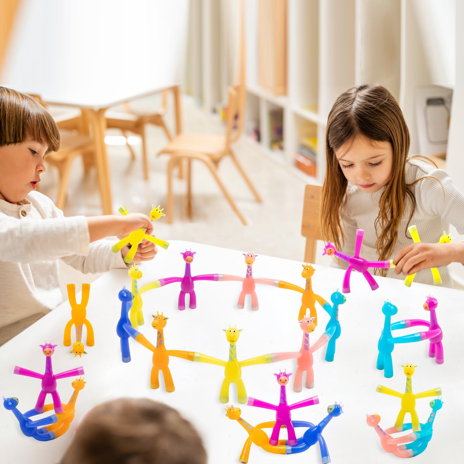 12 PCS Magnetic Fidget Toys for Kids & Adults - Humanoid Magnet People Set, Stress Relief Sensory Toys for Office, Classroom, Travel & Home - Fun Educational Giraffe Fridge Magnets (Opaque Style) - Perfect for ADHD, Anxiety Relief & Focus Improvement