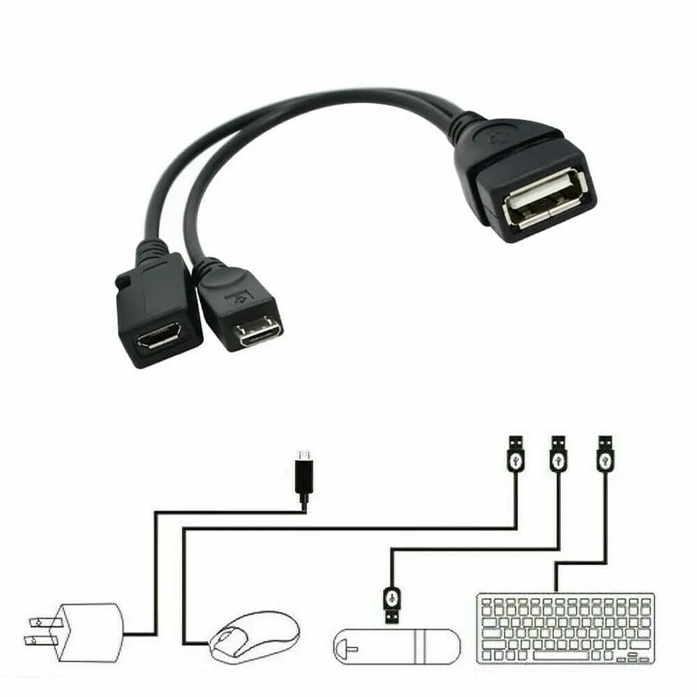 2-in-1 Micro USB OTG Adapter & Power Cable Splitter for External HDD - Compatible with Amazon Fire TV Stick 4K, Fire TV Cube - Stream & Charge Simultaneously for Seamless Entertainment