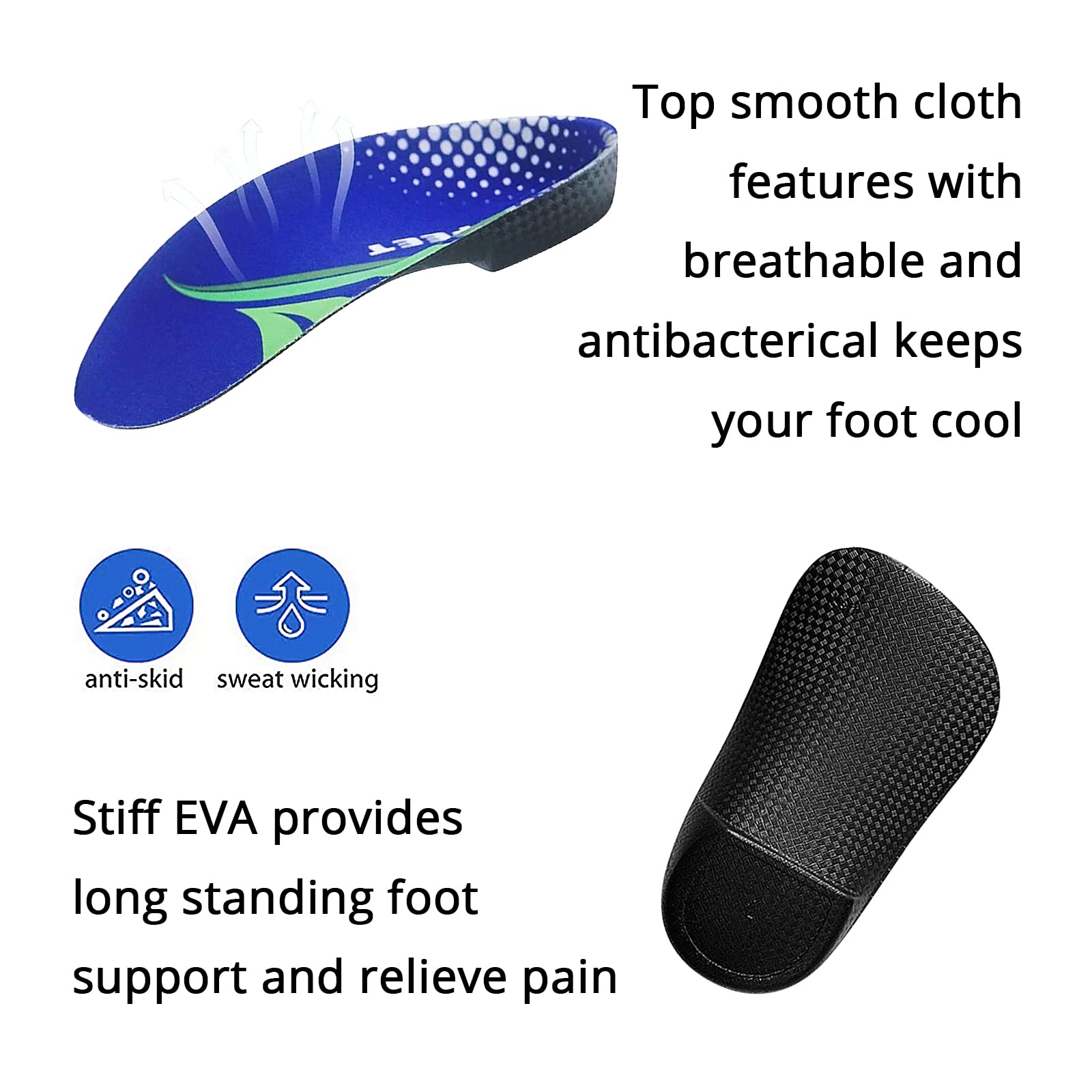 Best Orthotic Insoles for Over Pronation - 3/4 Length High Arch Support Inserts for Plantar Fasciitis, Flat Feet & Heel Pain Relief - Comfortable Shoe Insoles for Men & Women Running, Walking & Sports - Perfect for Daily Use & Athletic Activities