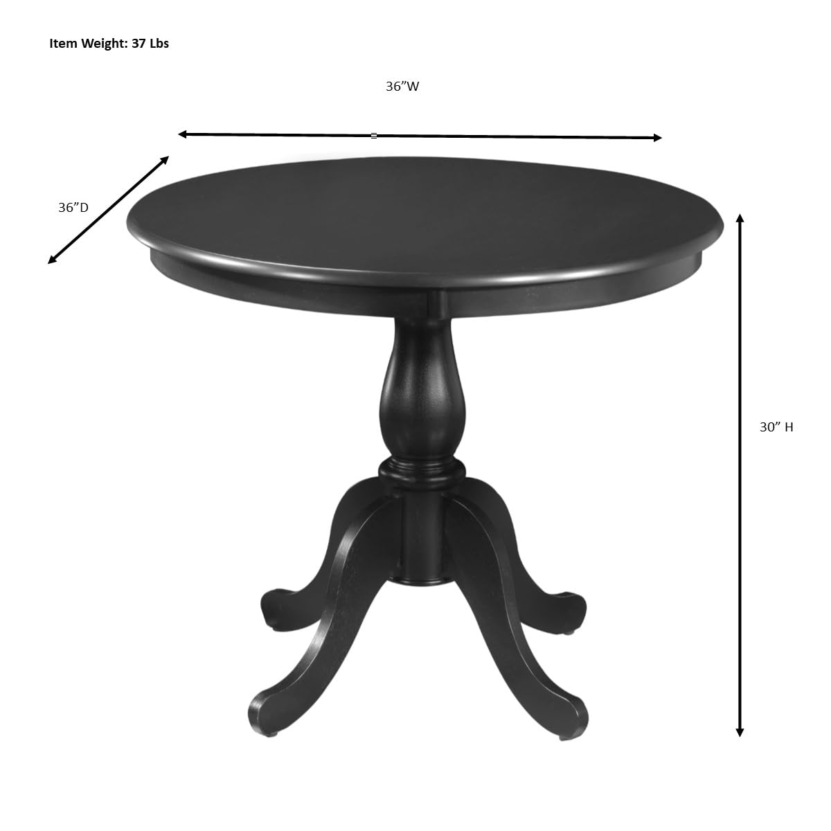 Carolina Chair & Table Hamilton 36-Inch Round Pedestal Dining Table in Espresso - Perfect for Small Space Dining Rooms, Breakfast Nooks & Cozy Kitchens