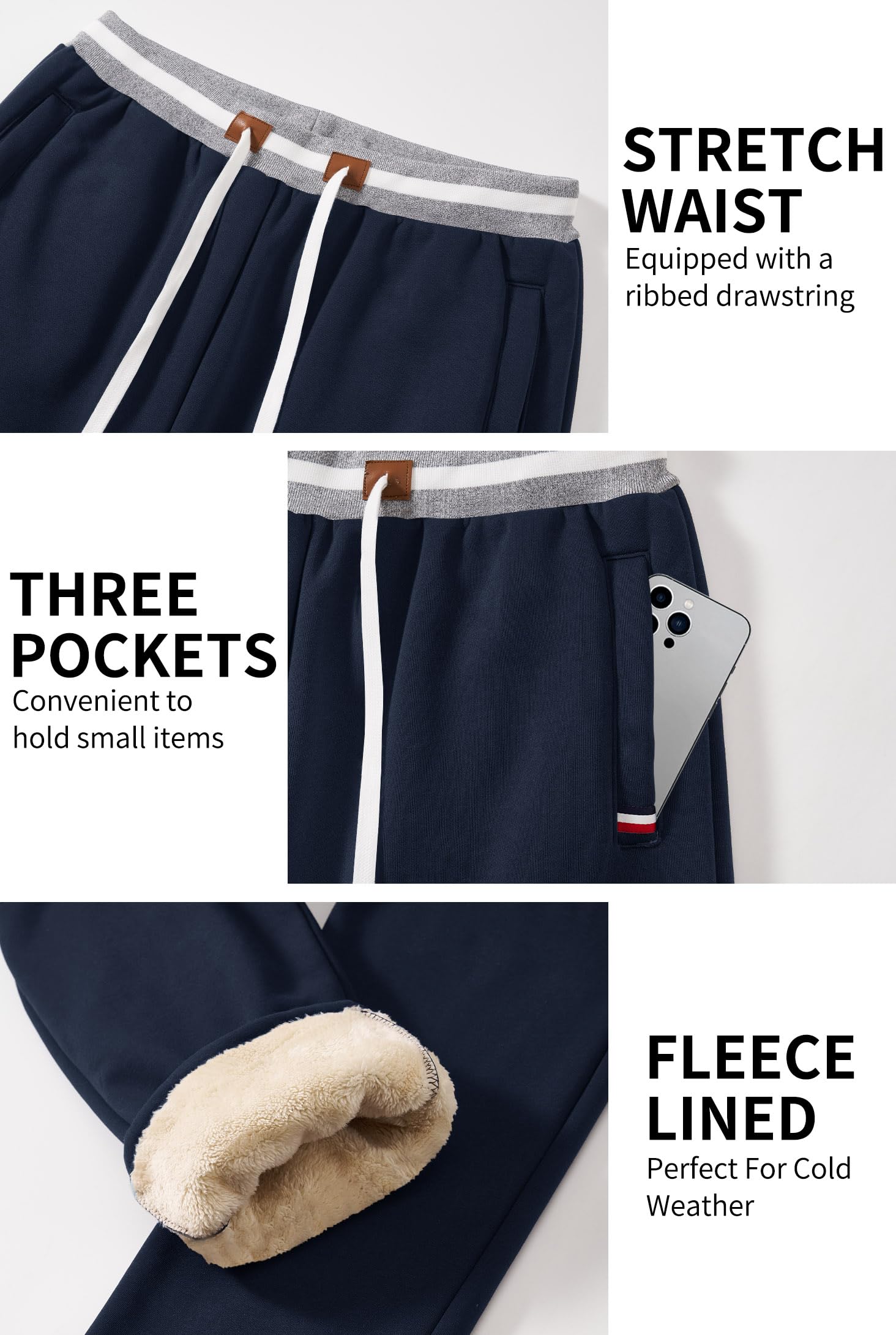 Men's Winter Fleece Joggers - Sherpa Lined Sweatpants for Running & Outdoor Activities, Elastic Waist & Open Bottom (S-XXL) - Perfect for Cold Weather Workouts, Lounging & Casual Wear