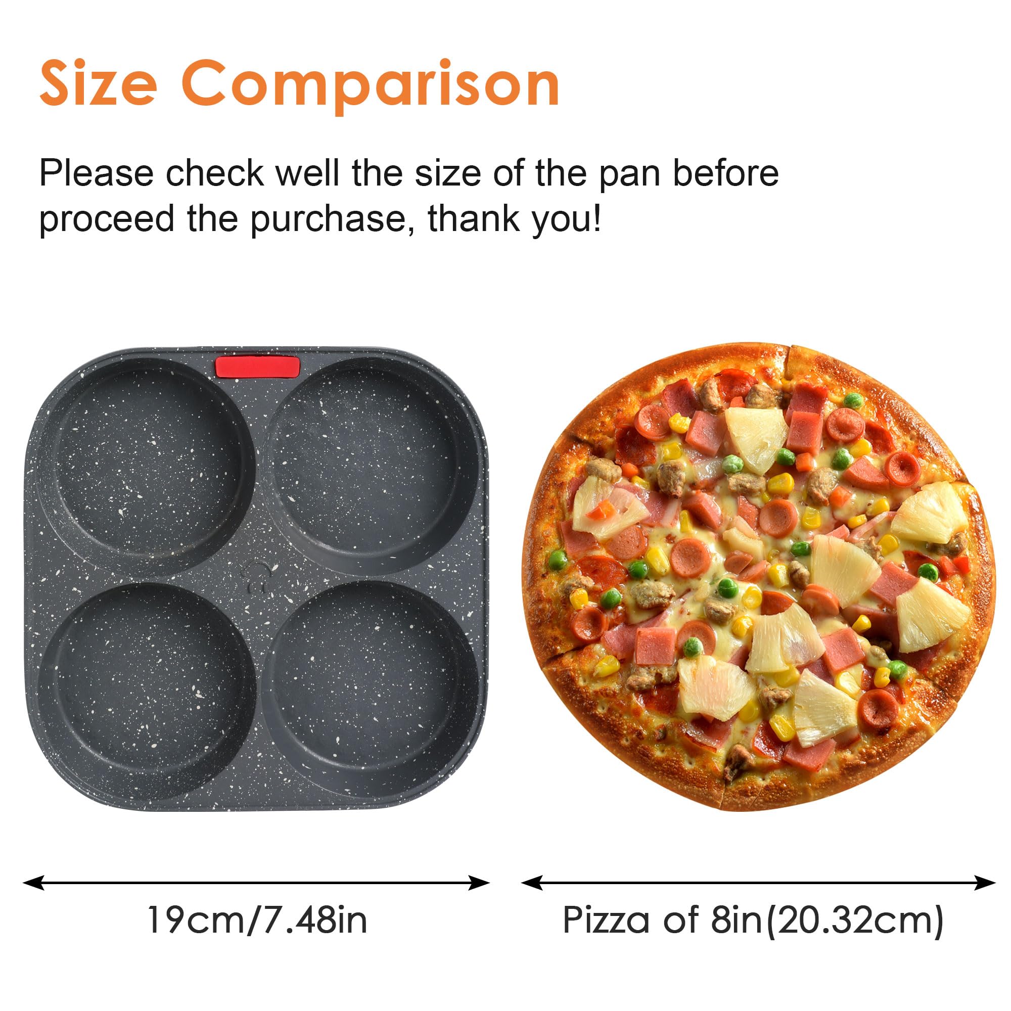 Nonstick 4-Cavity Pancake Pan with Lid - Aluminum Egg Frying Pan for Omelette, Hamburger & Breakfast - Includes Spatula, Brush & Clip - Perfect for Gas/Induction Stoves, Camping & Family Cooking