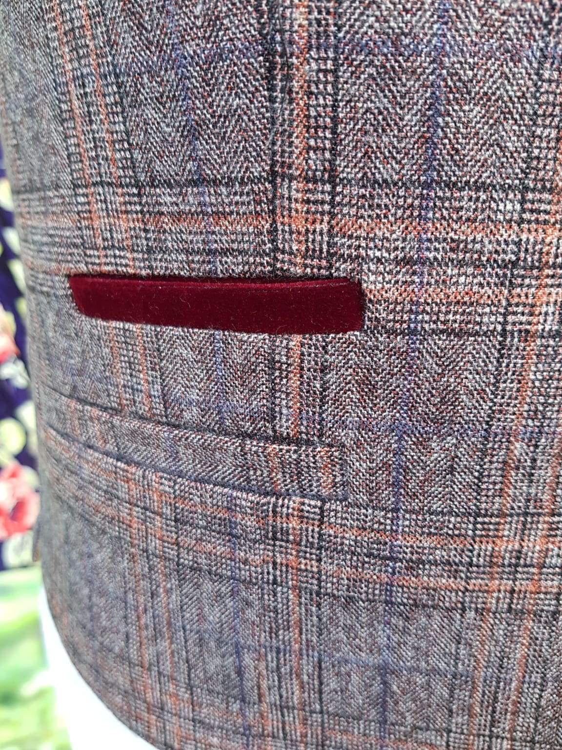 Cavani Brendan Slim Fit Wine Check Waistcoat for Men - Elegant Formal Vest for Weddings, Parties & Business Events