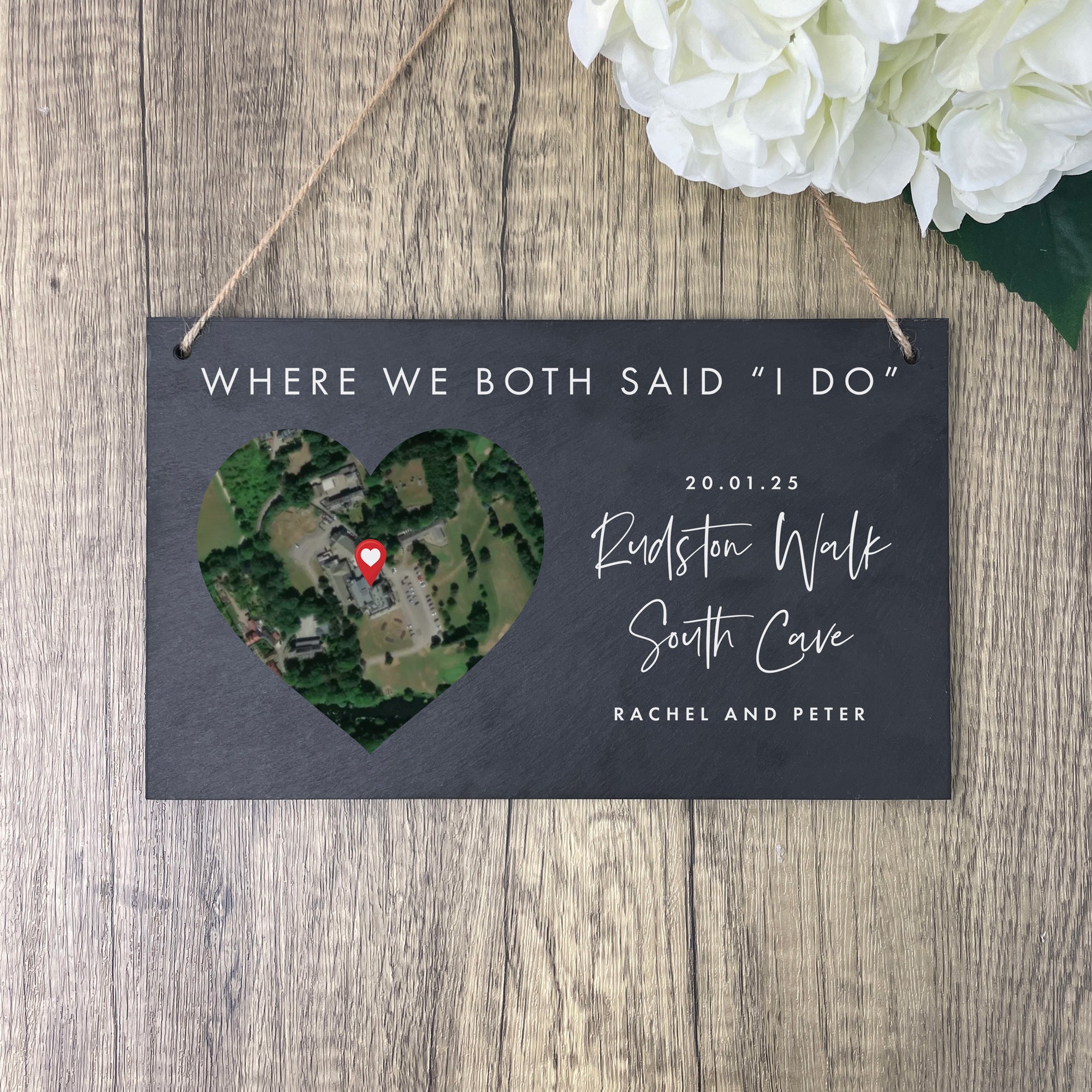 Personalized Heart Map Location Slate Hanging Plaque - 10x6 Inches - Custom Coordinates Gift for Anniversary, Wedding, Valentine's Day - Perfect for Home Decor & Romantic Keepsakes