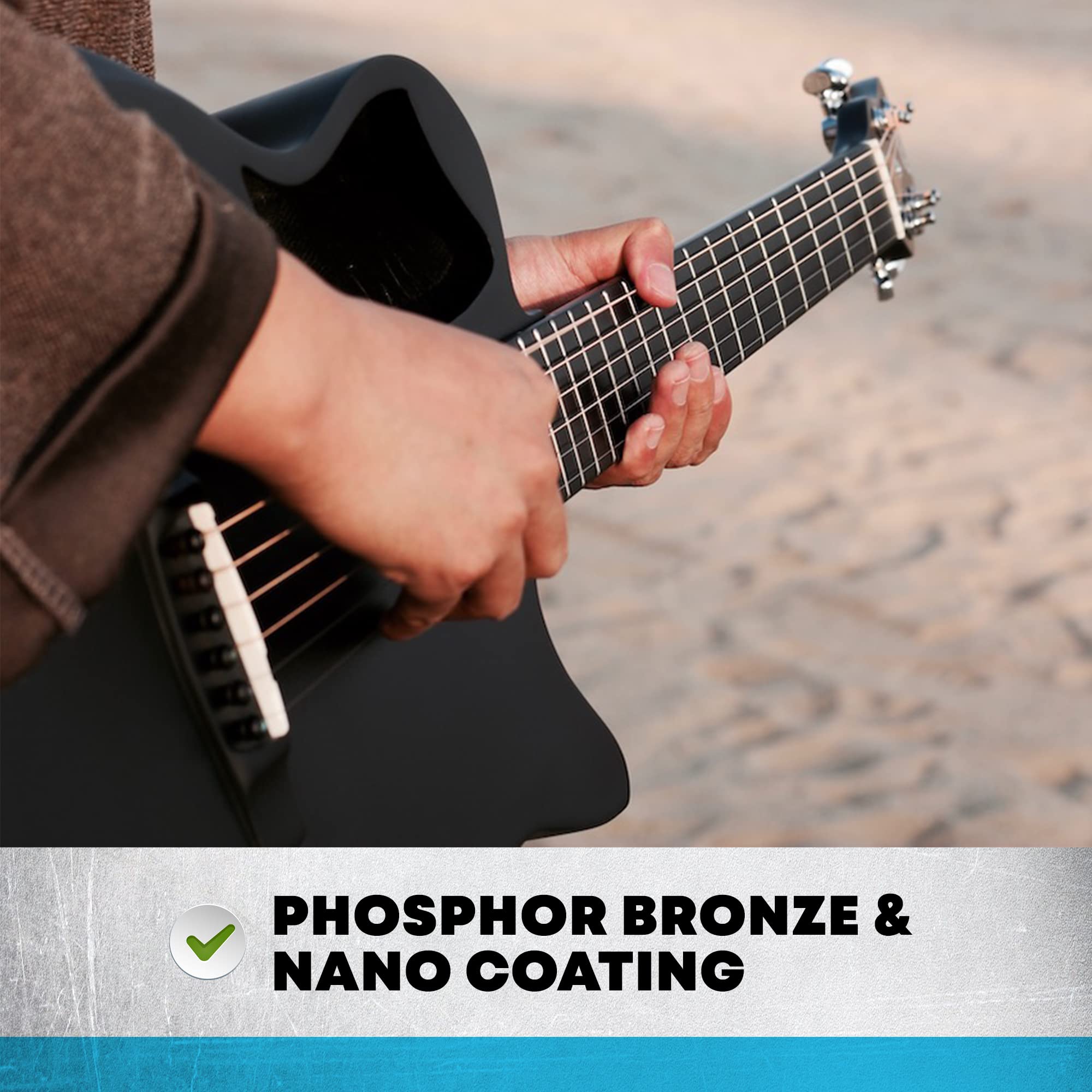 JPBM-13 Phosphor Bronze Nano Coated Acoustic Guitar Strings - High Tensile Yield Wire, Medium Gauge 13-56 - Perfect for Folk, Country & Live Performances