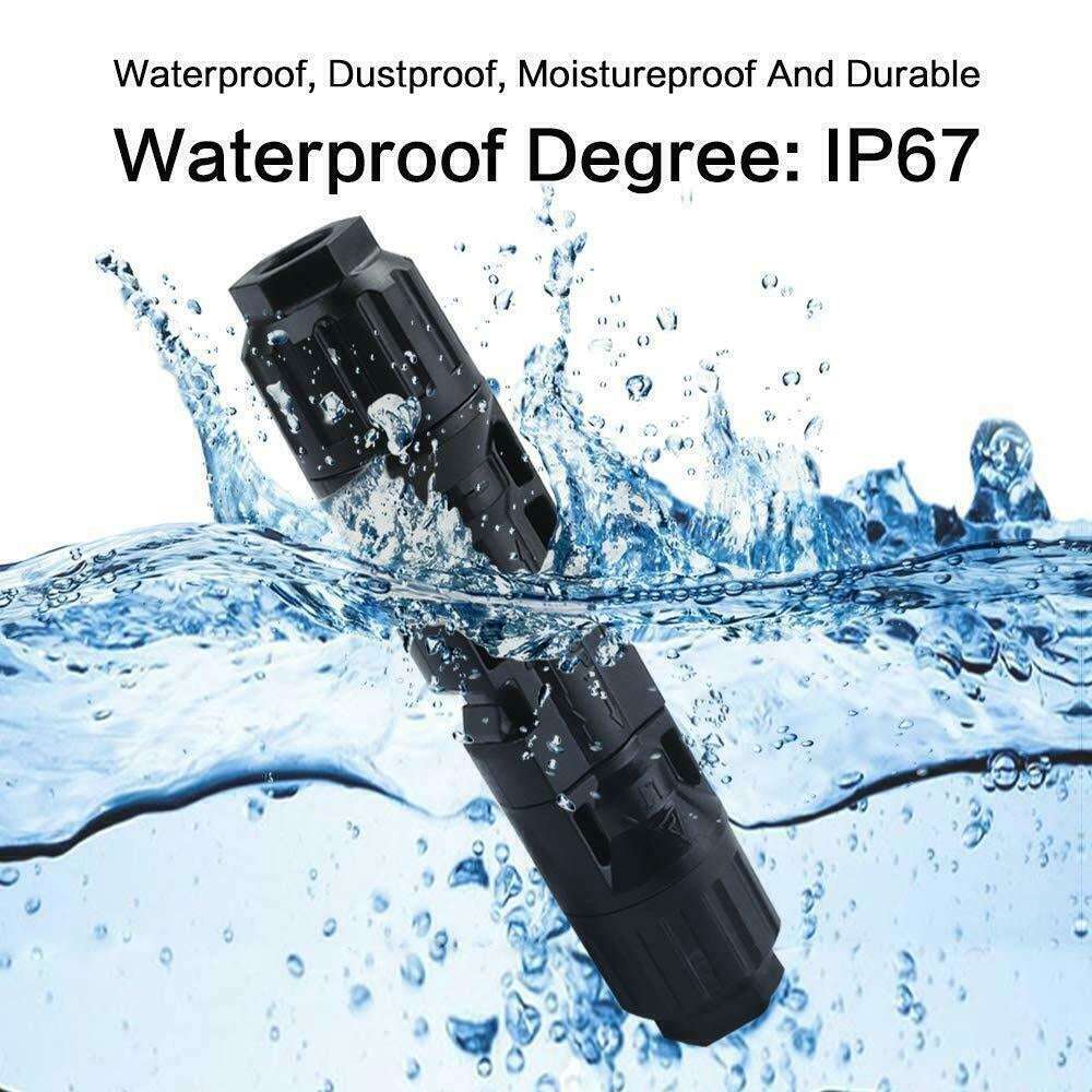 10 Pairs 30A Solar Panel Connectors - IP67 Waterproof PV Cable with Male & Female Line Plug Sockets for Solar Power Systems, RV, Marine & Off-Grid Applications