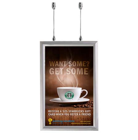 11x17 Ceiling Mount Snap Frame - Two Sided Silver Metal Poster Sign Holder for Retail Displays & Trade Shows | Durable Advertising Solution for Stores, Restaurants & Offices