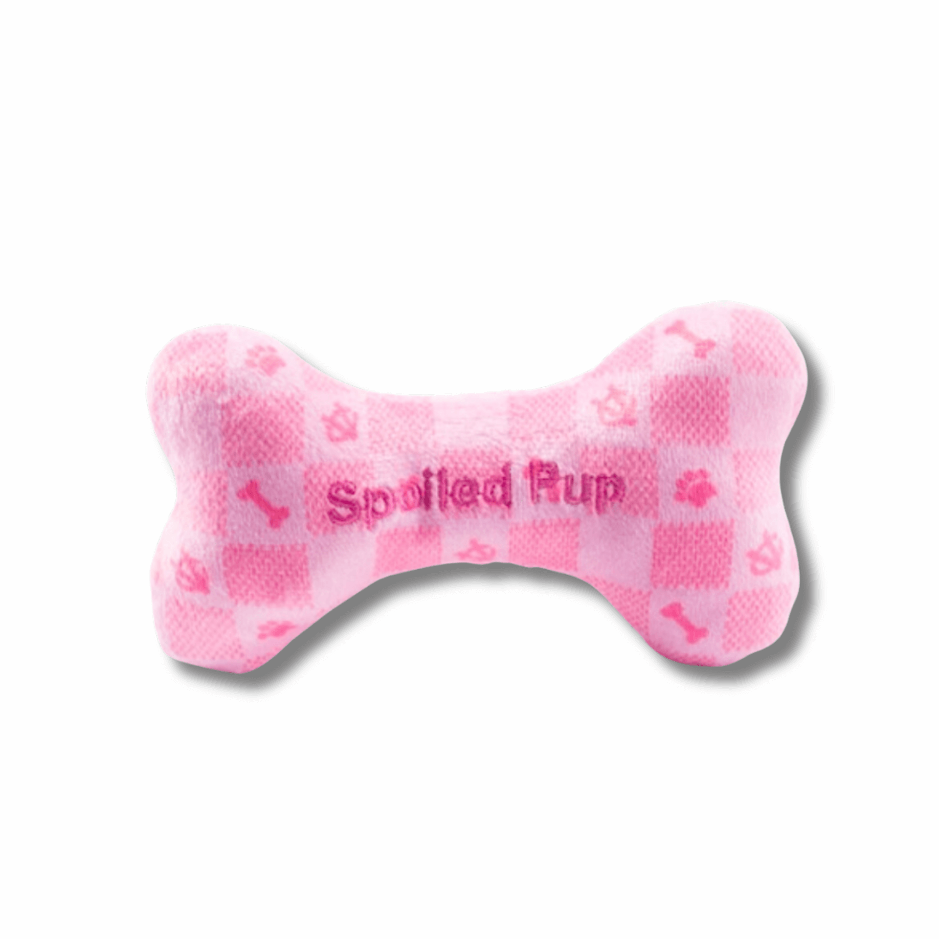 Pink Checker Chewy Vuitton Bone Dog Toy - Durable & Safe Chew Toy for Small & Large Dogs - Perfect for Playtime, Training & Teething Relief