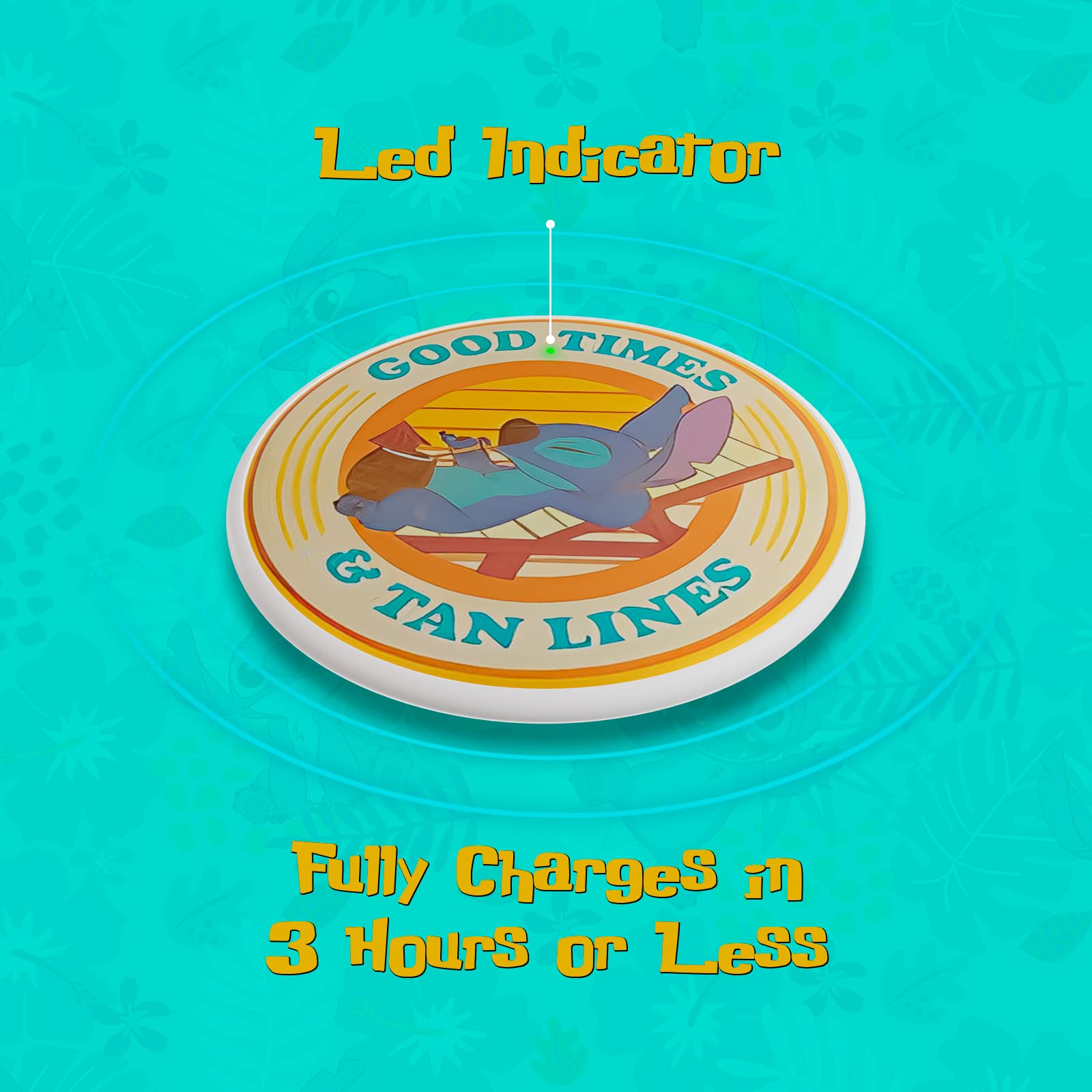 Disney Lilo and Stitch Wireless Charging Pad - Cute Stitch-Themed Qi Charger for iPhone, Samsung & All Qi-Enabled Phones - Perfect Gift for Disney Fans & Anime Lovers - Use at Home, Office or Travel