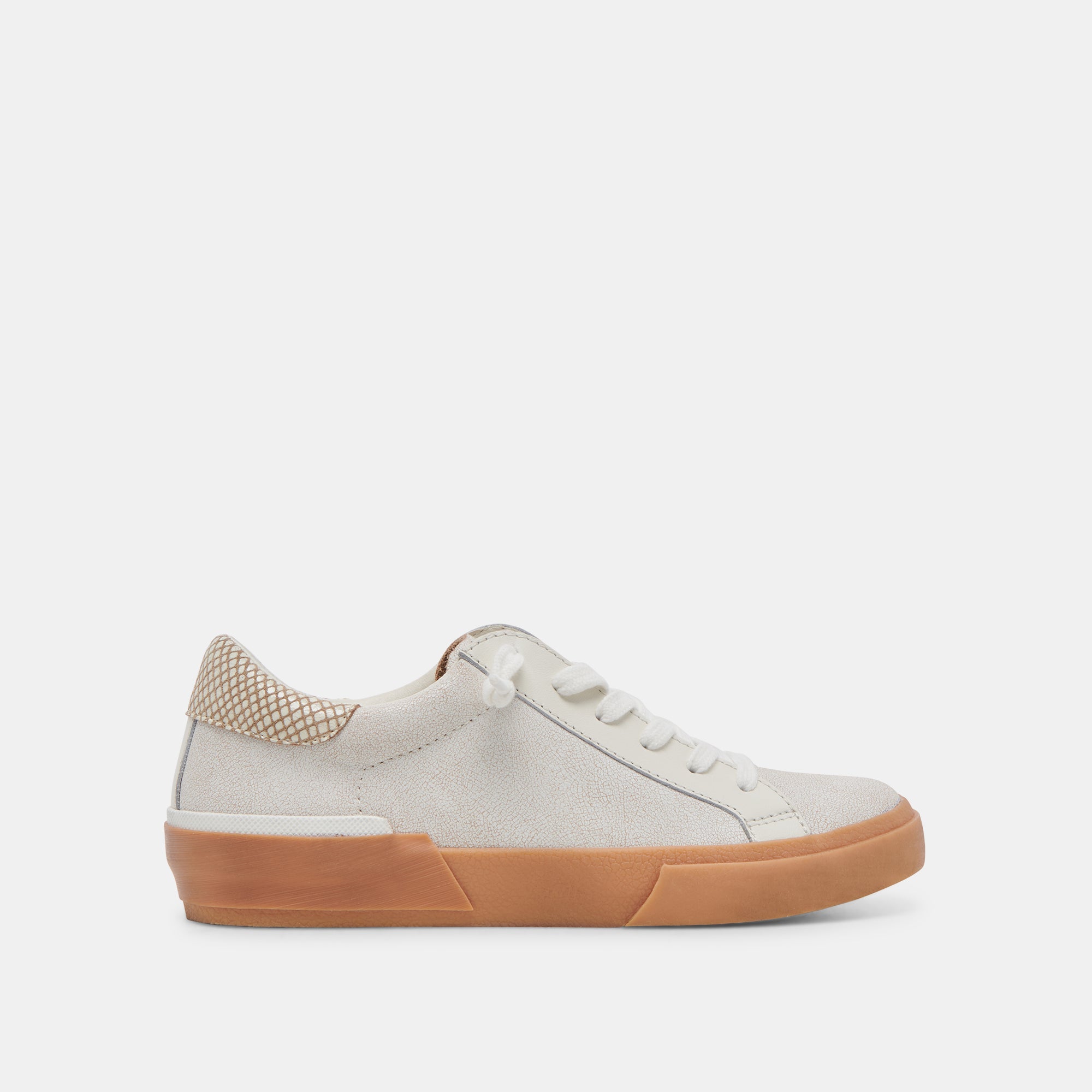 Zina Sneakers for Women - Ivory Multi Crackled Leather Fashion Shoes | Comfortable & Stylish for Casual Wear, Work, and Everyday Outfits