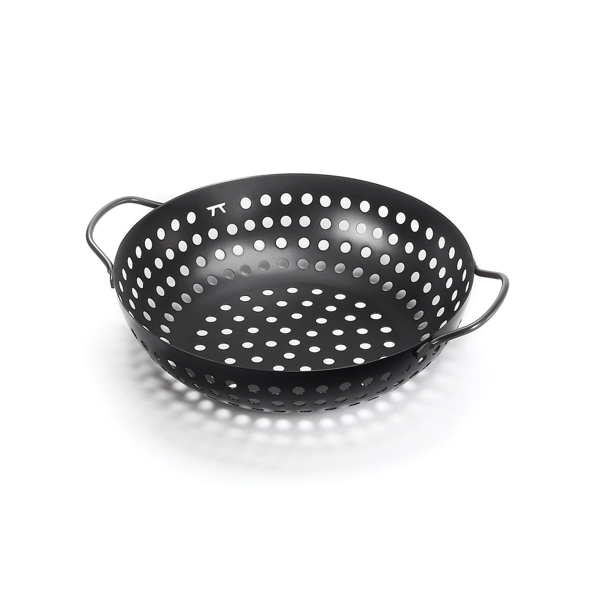 Non-Stick Round Grill Wok - 10.75 Inch Black Cast Iron Skillet for BBQ, Stir Fry & Outdoor Cooking | Outset QD70 Heavy Duty Pan for Grilling, Searing & Camping