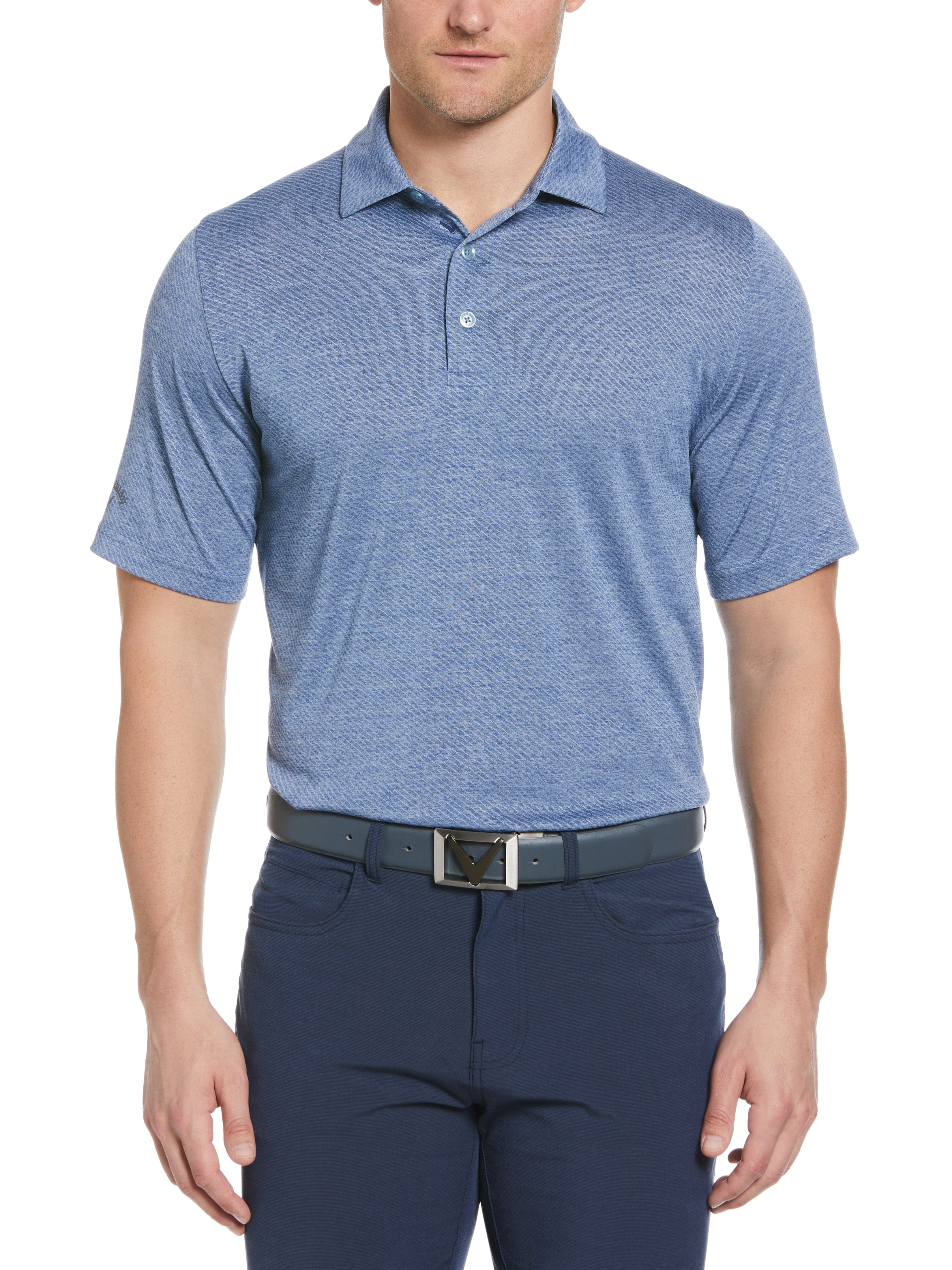 Men's Swing Tech™ Ventilated Heather Jacquard Polo Shirt - Moisture-Wicking & Breathable Golf & Casual Wear for Summer Outdoor Activities