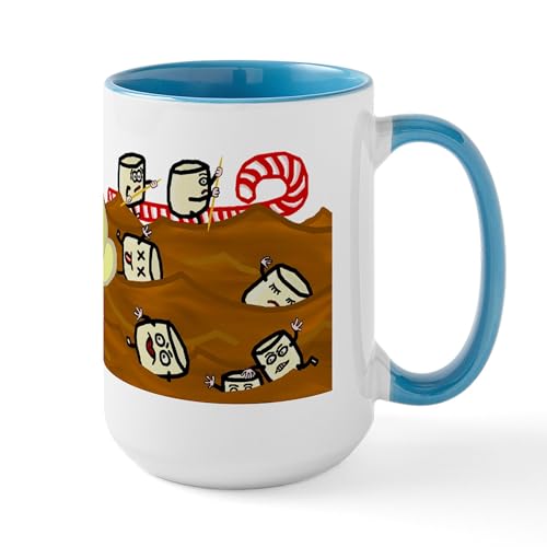 White/Blue Inside - Marshmallows Drowning In Hot Chocolate Large Mug