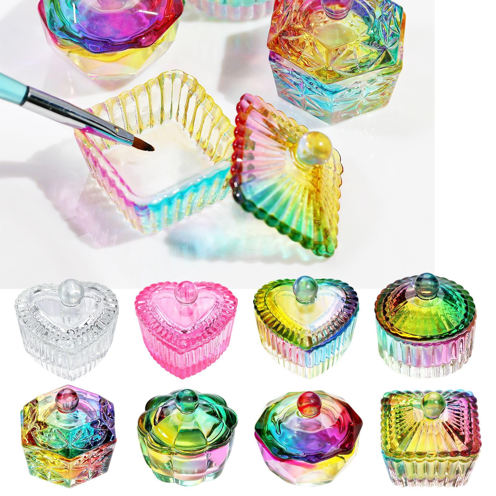 Acrylic Nail Art Dappen Dish - Crystal Bowl for Nail Liquids & Polish Storage