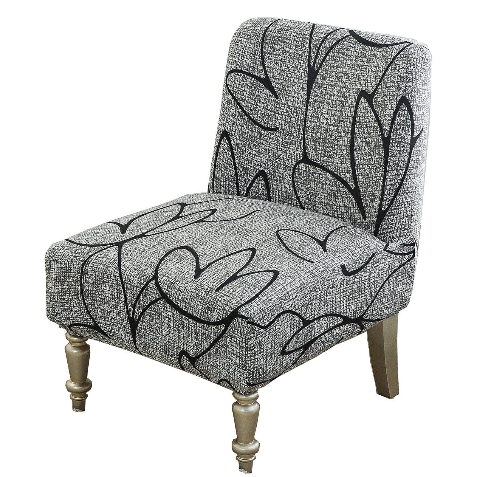 Stretch Printed Armless Chair Slipcovers - Non Slip Removable Washable Furniture Protector for Accent Chairs - One Size Fits Most - Perfect for Living Room, Bedroom, Office & Dining Room Decor