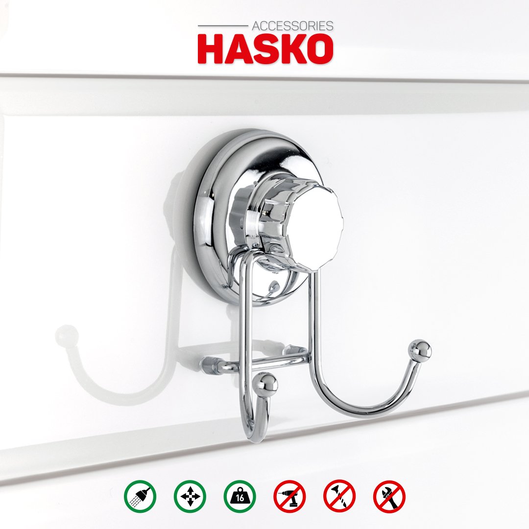 Stainless Steel Vacuum Suction Cup Hooks - Heavy Duty Bathroom & Kitchen Hooks for Towels, Robes, Loofahs - Chrome Finish for Shower, Wall & Tile Organization