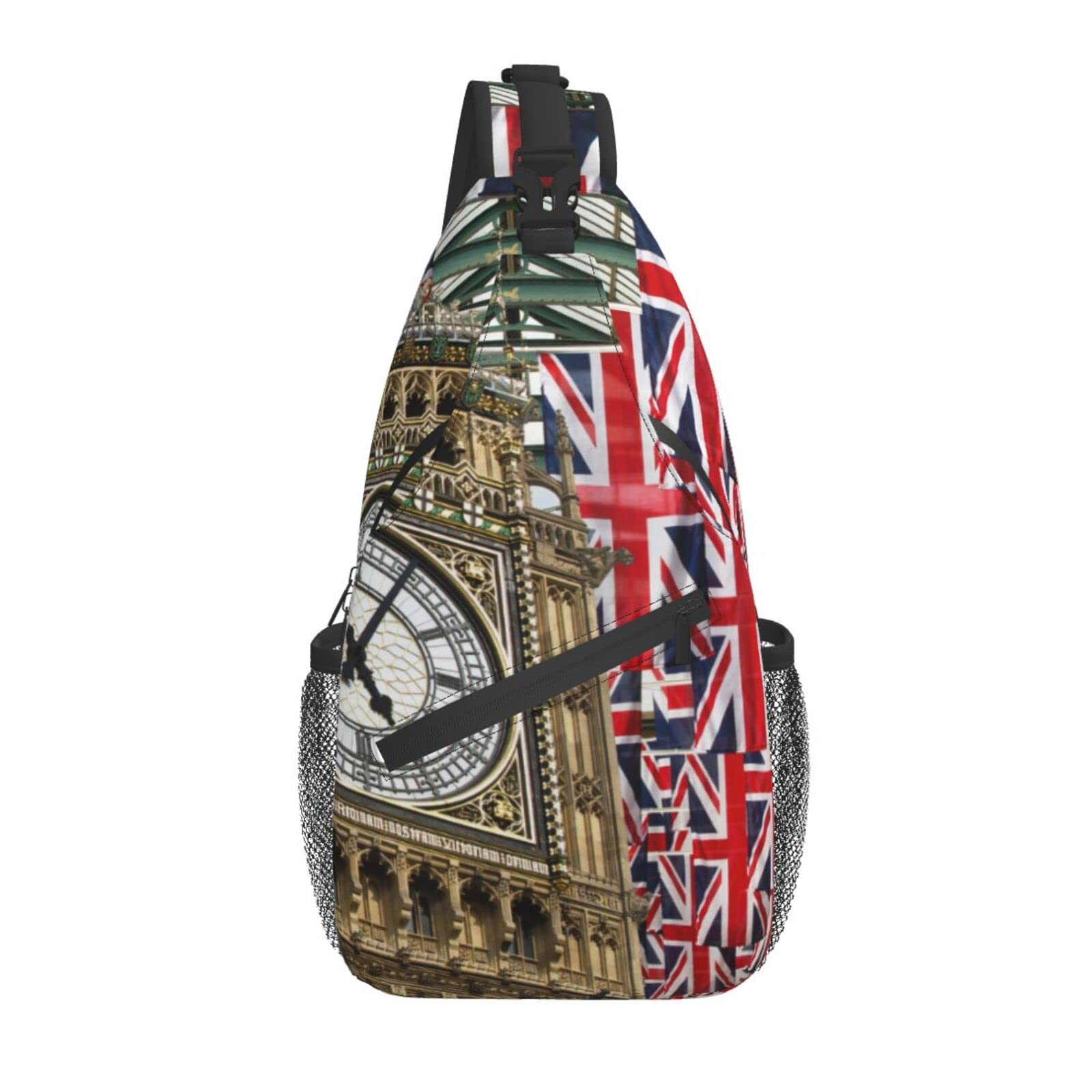 British Flag Print Messenger Bag - Big Ben Union Jack London England Crossbody Chest Bag with Adjustable Strap, Unisex Small Backpack for Men Women Boys Girls | School, Travel, Sports & Daily Use