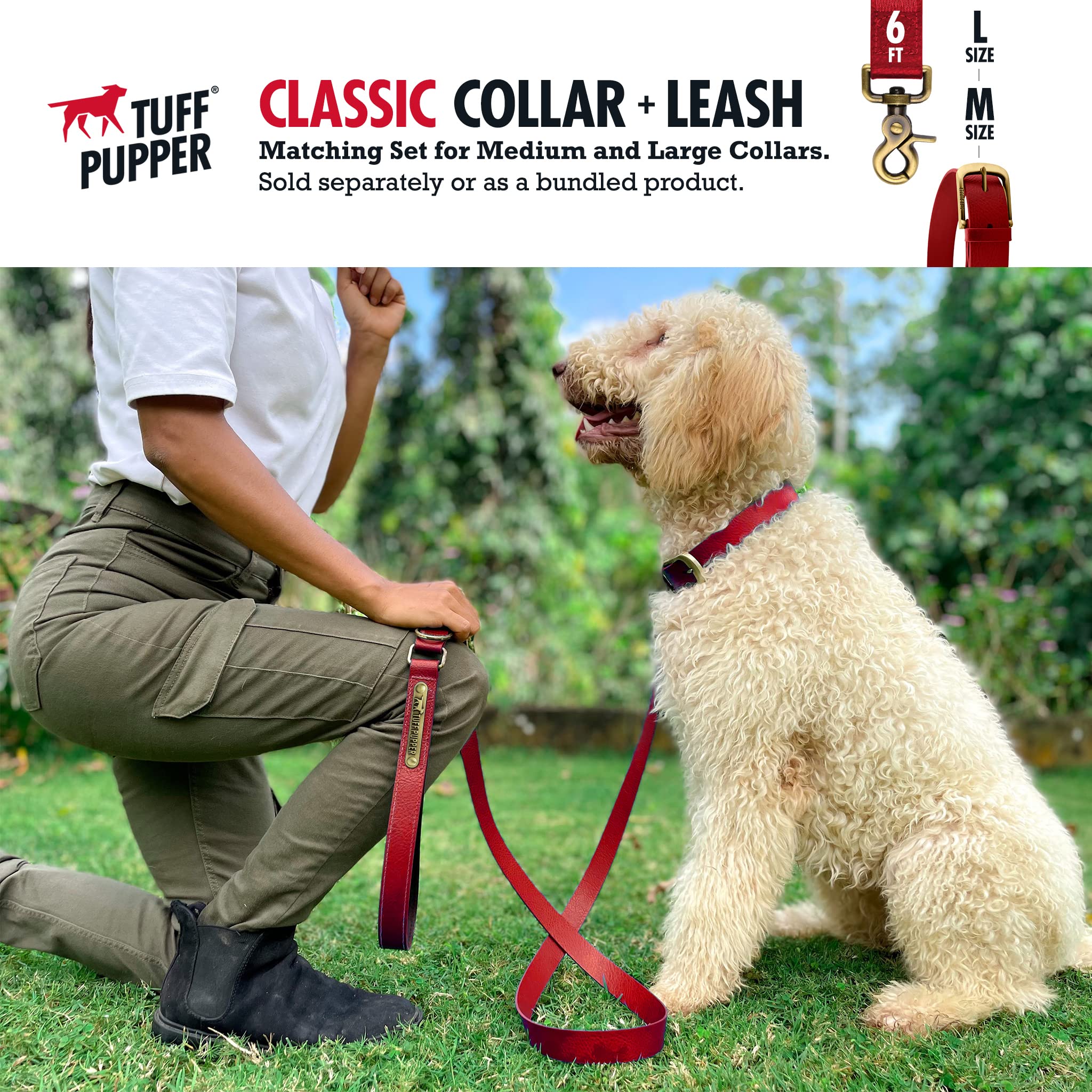 Tuff Pupper Classic 6 Foot Heavy Duty Dog Leash - 10x Stronger Than Leather, 100% Waterproof & Odor Proof with Rust-Proof Metal Hardware - Perfect for Large Dogs, Hiking, Training & Outdoor Adventures