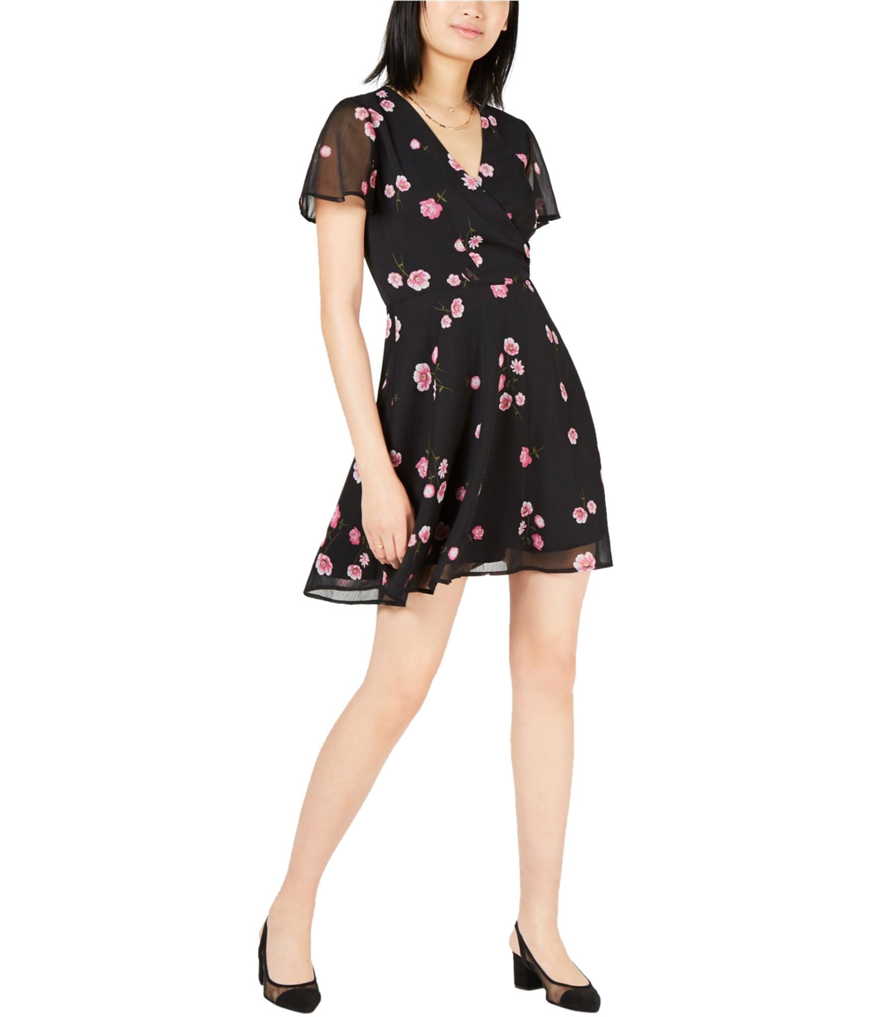 Maison Jules Women's Printed Faux-Wrap Dress - Flowy A-Line Summer Dress for Casual Outings, Office Wear & Special Occasions