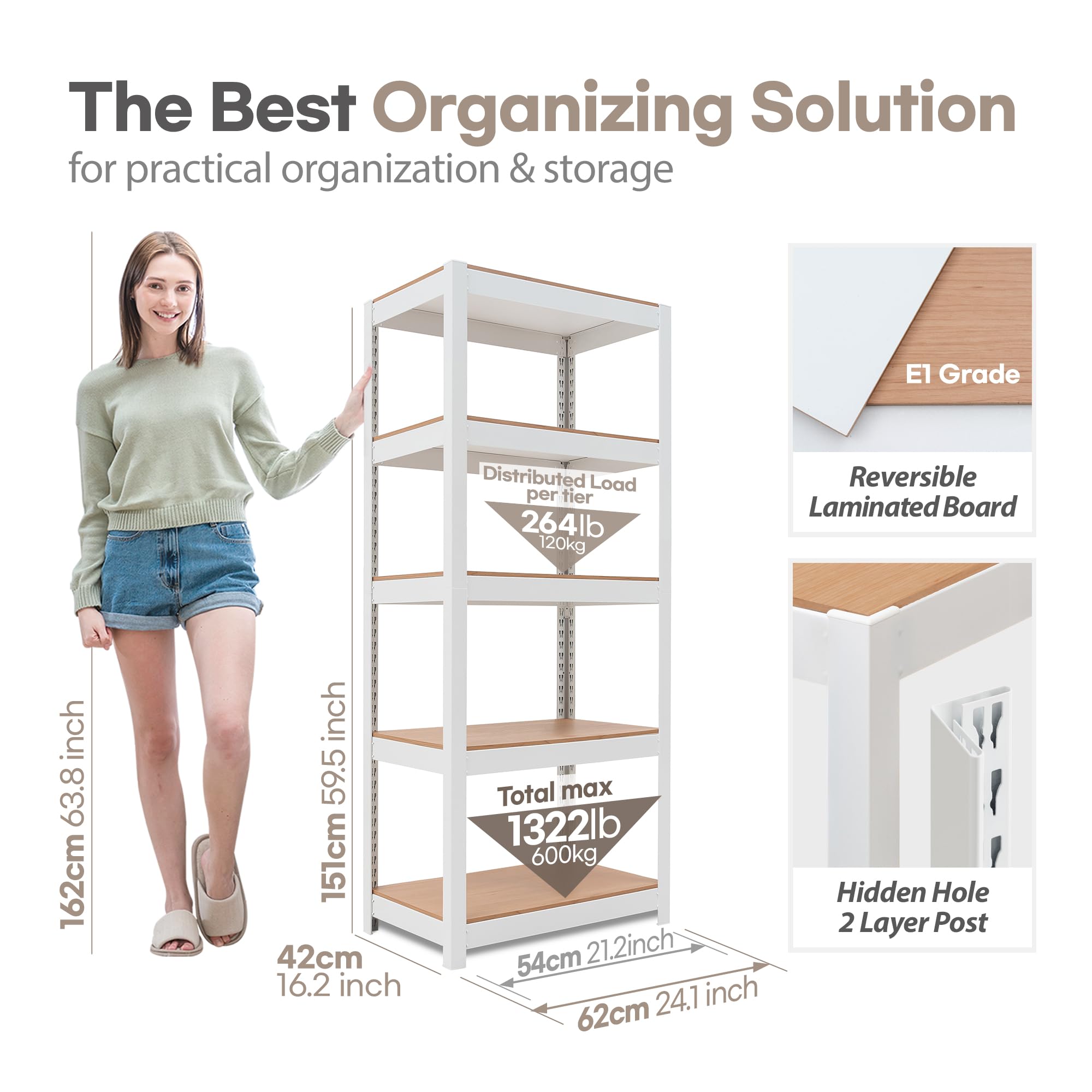 5-Tier Heavy Duty Metal Shelving Unit - 24.1