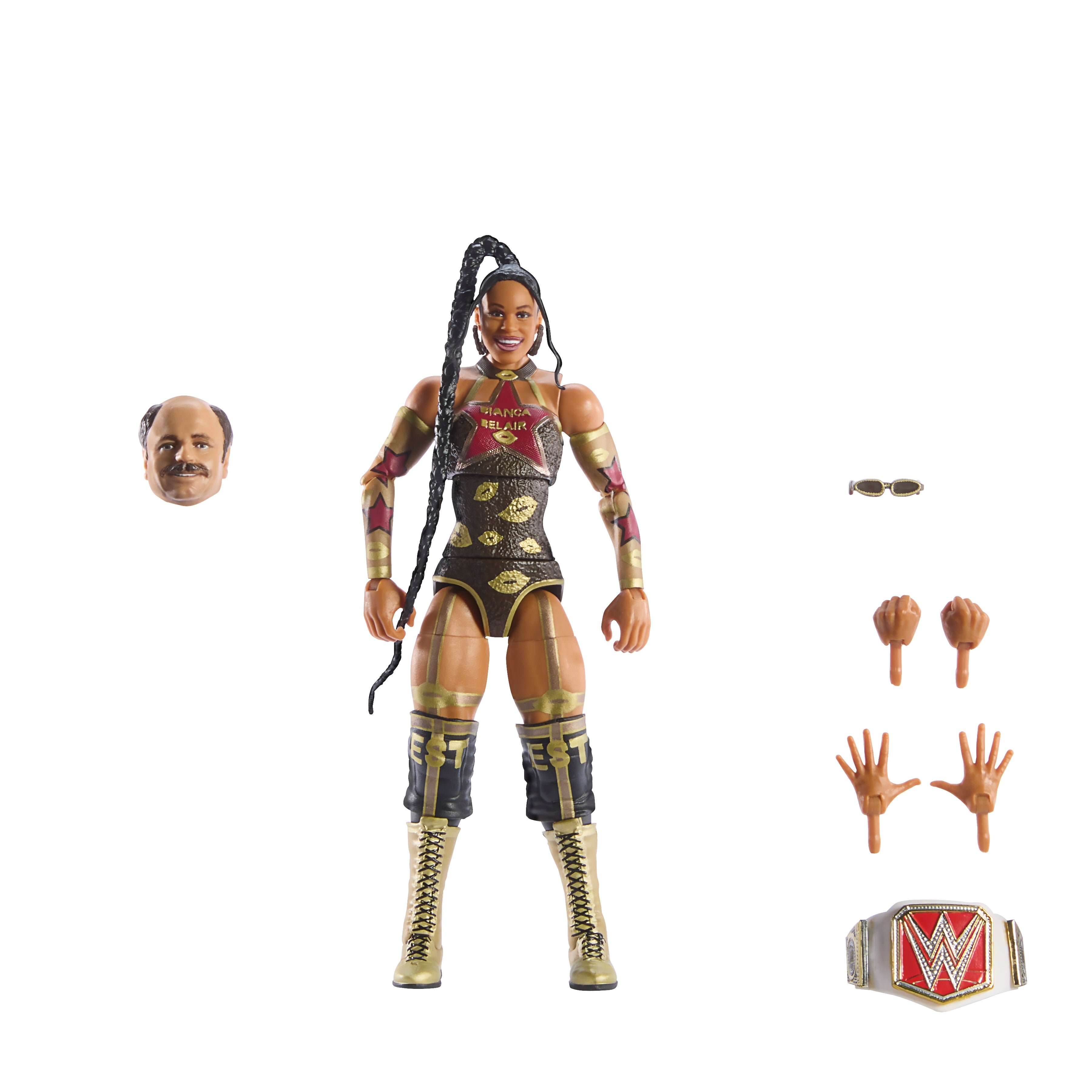 WWE WrestleMania Elite Series Bianca Belair Action Figure with Build-A-Figure (BAF) Part - Collectible Wrestling Toy for Fans & Display