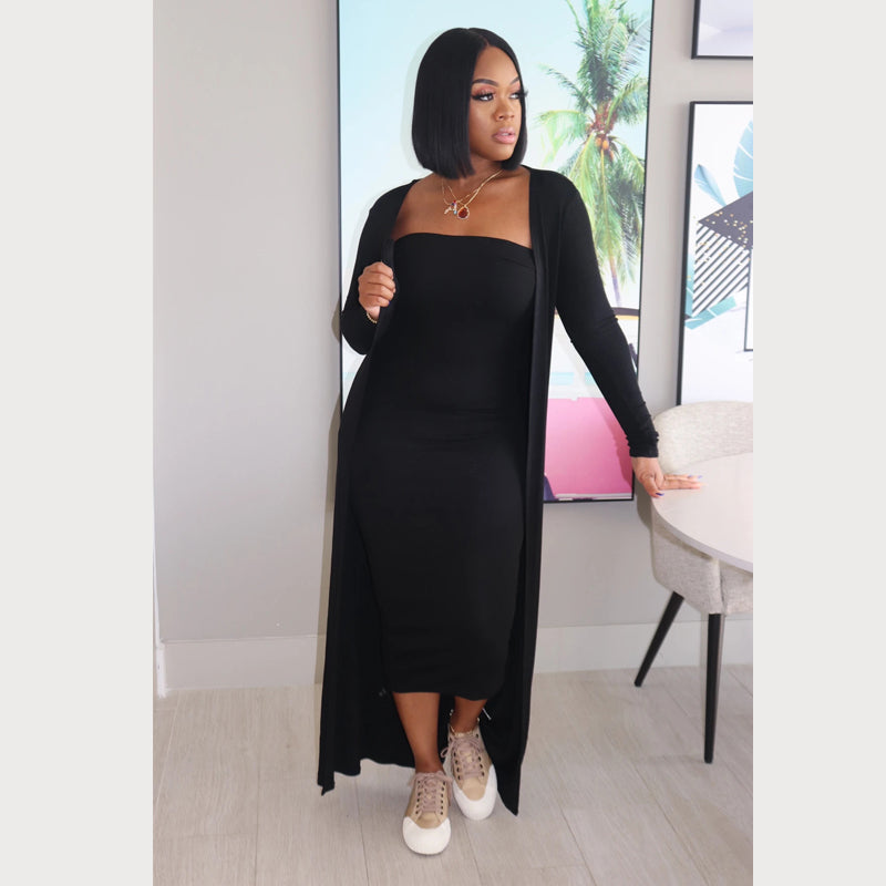 Sexy Strapless Skirt Coat Two-Piece Set - Women's Fashion Outfit for Party, Date Night & Special Occasions