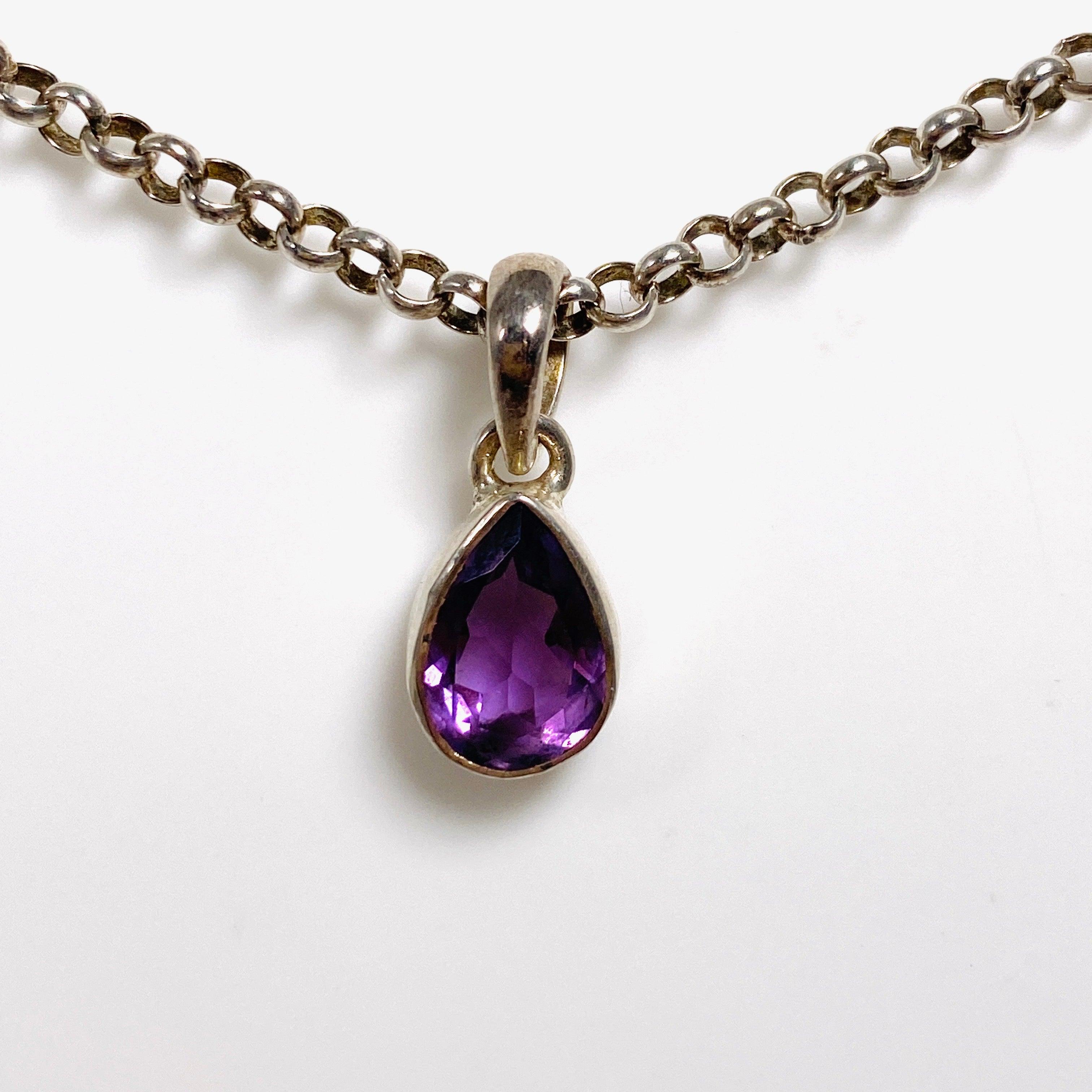Elegant Petite Teardrop Faceted Pendant Necklace G2126T - Perfect for Daily Wear, Date Nights & Special Occasions