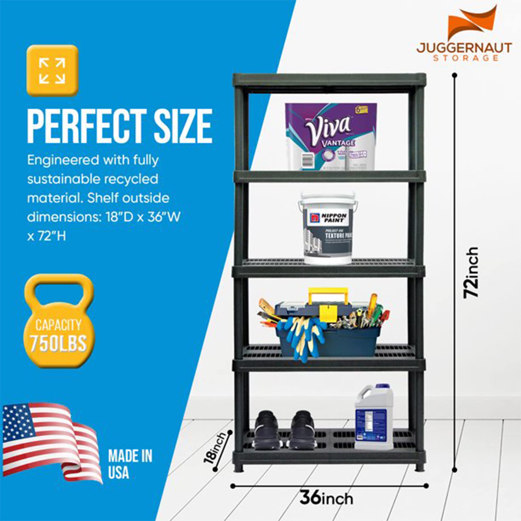 Heavy Duty Juggernaut Storage Utility Shelving Unit - 36