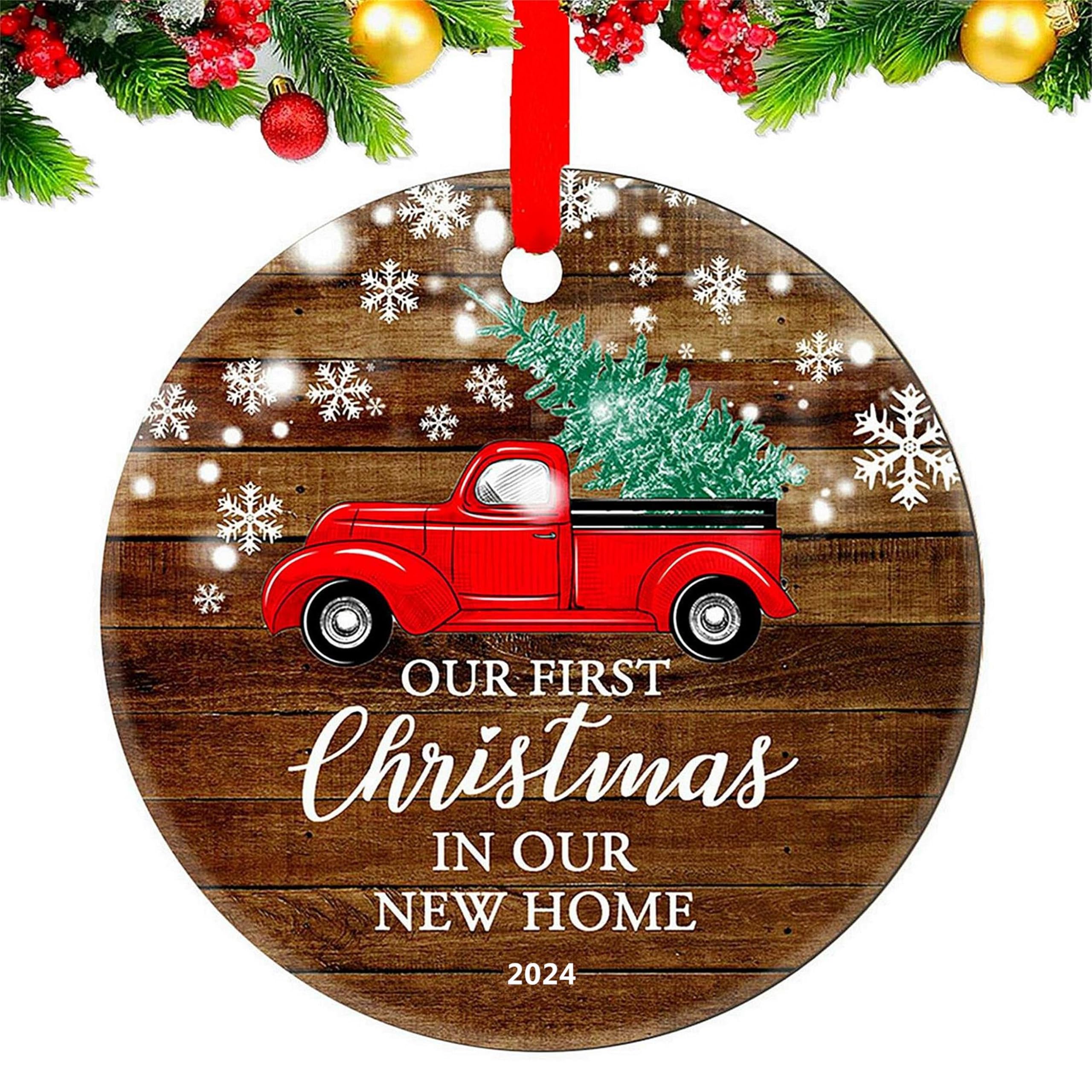 Our First Christmas in Our New Home Ornament 2024 - Housewarming Gift for New Homeowners - Sweet Home Decor Keepsake - Perfect for First House Celebration & Holiday Tree Decoration