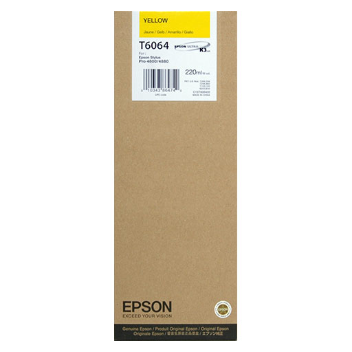 Epson T606400 Yellow Ultrachrome K3 Ink Cartridge - 220ml | High-Quality Printer Ink for Professional Printing, Photo Printing, and Office Use