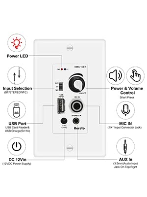 Herdio 4 Inch 2-Way Bluetooth Ceiling Speakers with 4 Channel Amplifier Receiver - Wireless/Wired Home Audio System for Home Theater, Living Room, Office & Outdoor Entertainment (Set of 4)