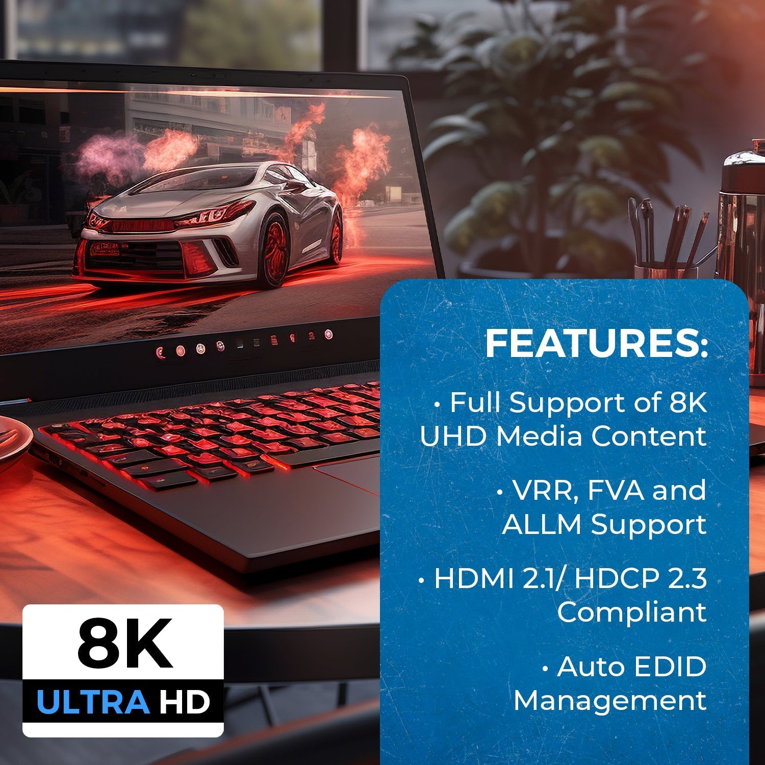 2 in 1 Out 8K HDMI Switch with Audio Extraction - EDID Management, HDR10+ & Dolby Vision Support - Perfect for Home Theater & Gaming Setup (Model BK 21)