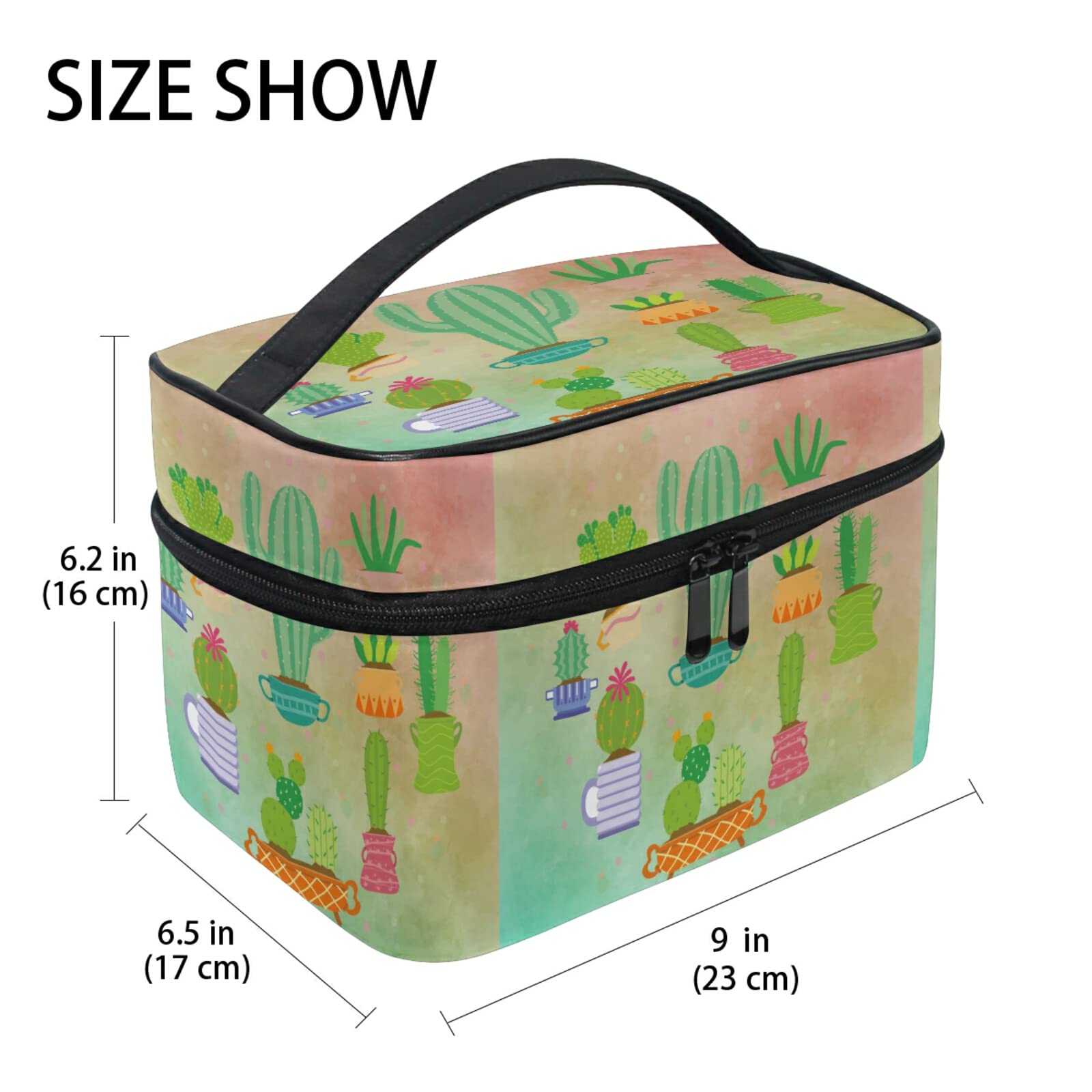Cactus & Succulent Makeup Bag for Women - Waterproof Cosmetic Pouch, Travel Toiletry Organizer | Perfect Gift for Plant Lovers, Art Lovers & Travelers (Ideal for Gym, Vacation, Daily Use)
