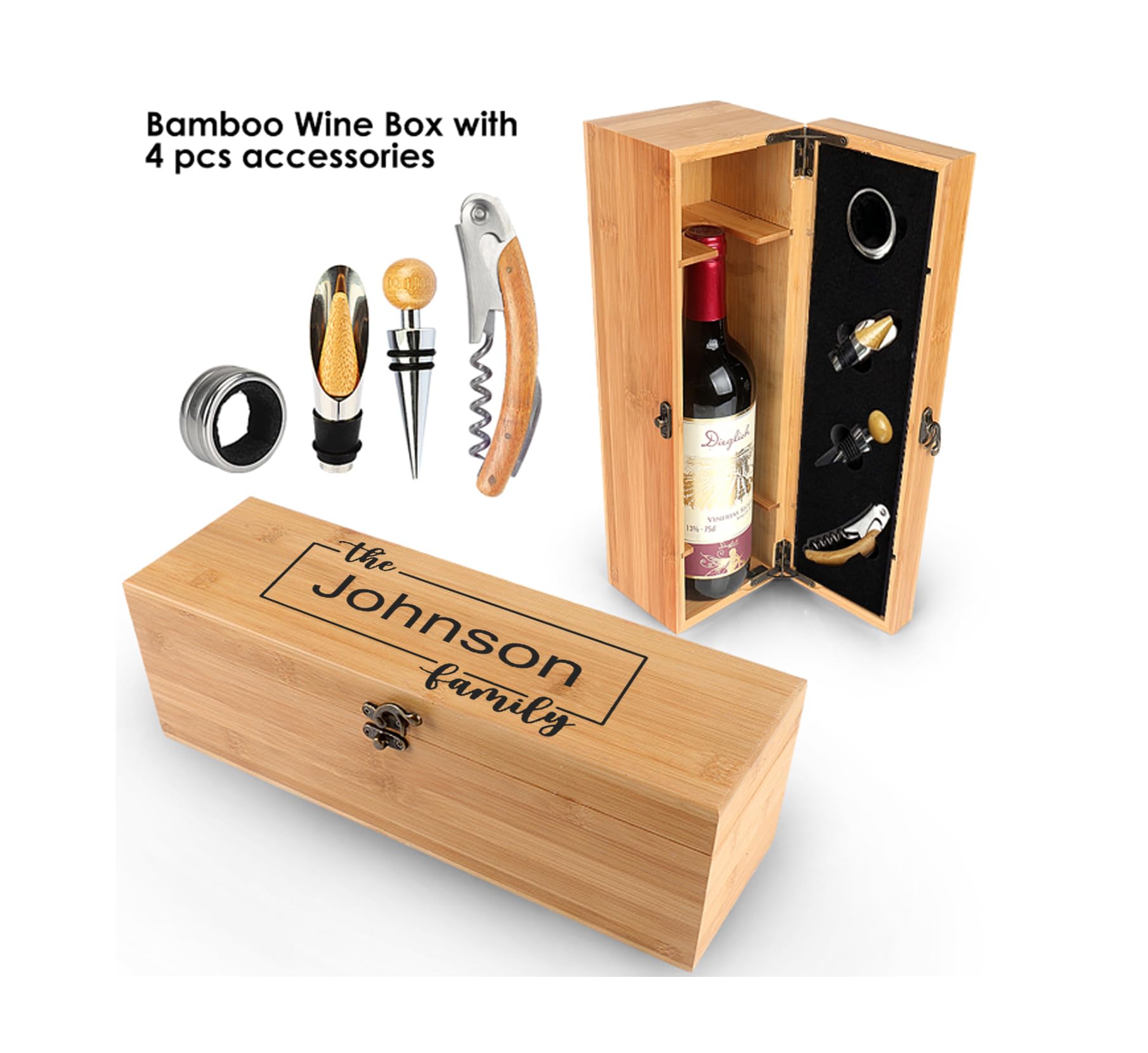 Personalized Wine Gift Set - Engraved Wine Box with Glasses - Elegant Wedding, Housewarming & Closing Gift for Couples - Perfect for Anniversaries, Holidays & Special Occasions