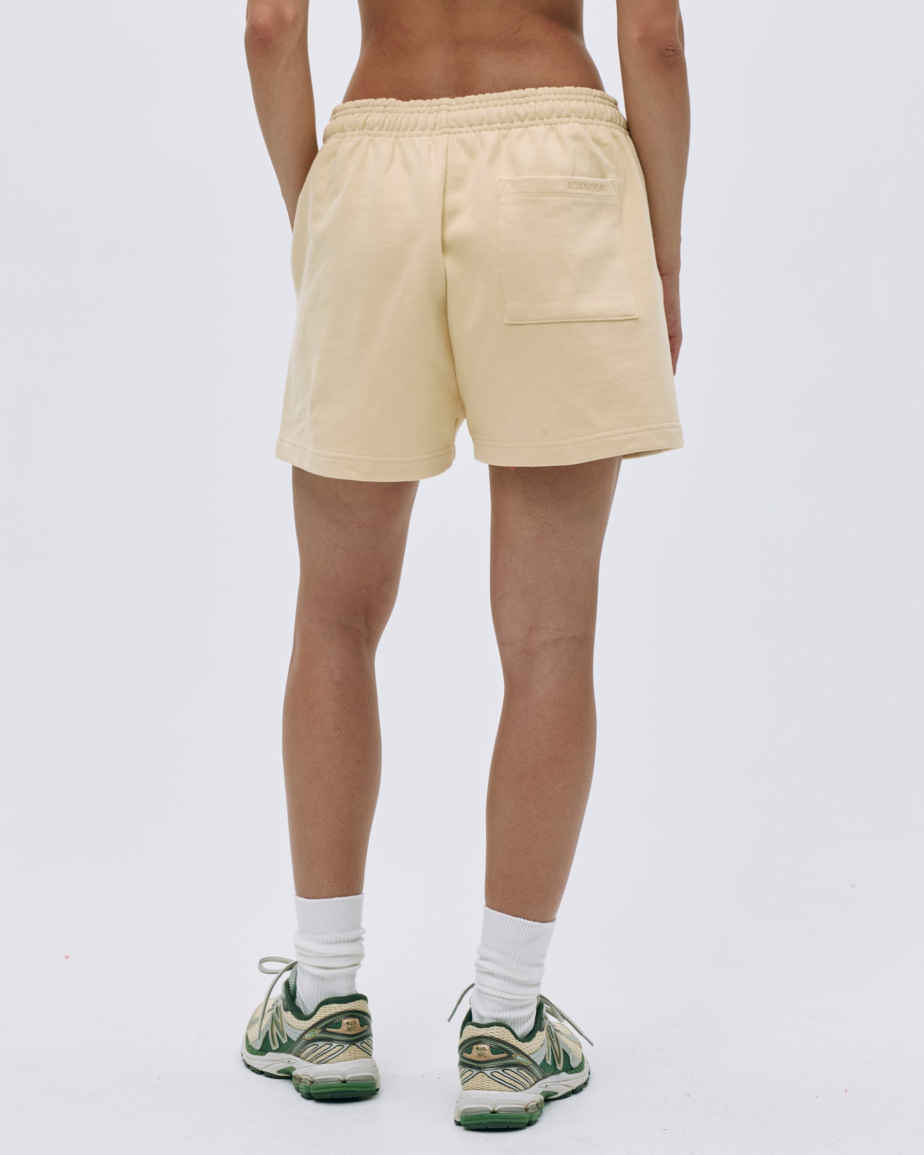 Butter Yellow Branded Sweat Shorts for Women - Soft Cotton Lounge Shorts with Pockets - Perfect for Yoga, Running & Summer Casual Wear