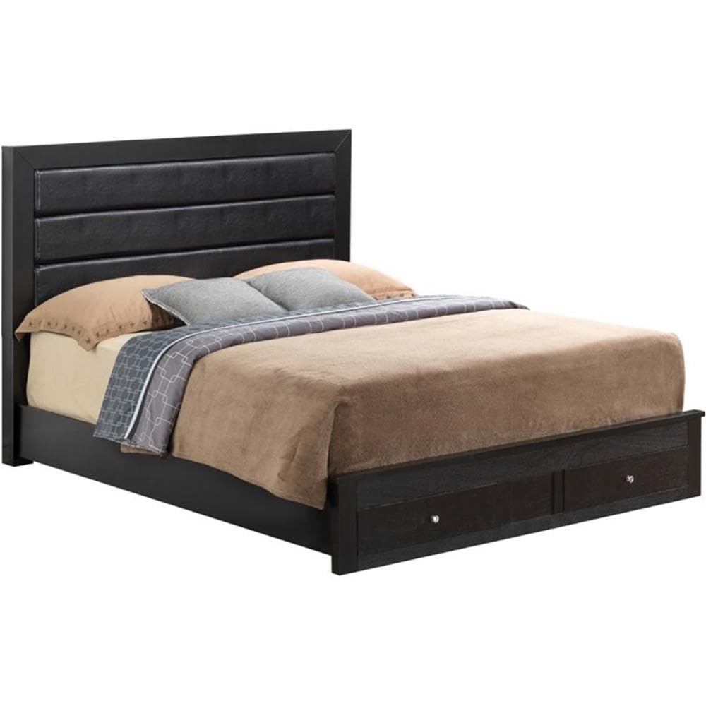 Glory Furniture Burlington King Size Storage Bed in Black - Modern Platform Bed with Underbed Storage for Small Spaces & Bedroom Organization