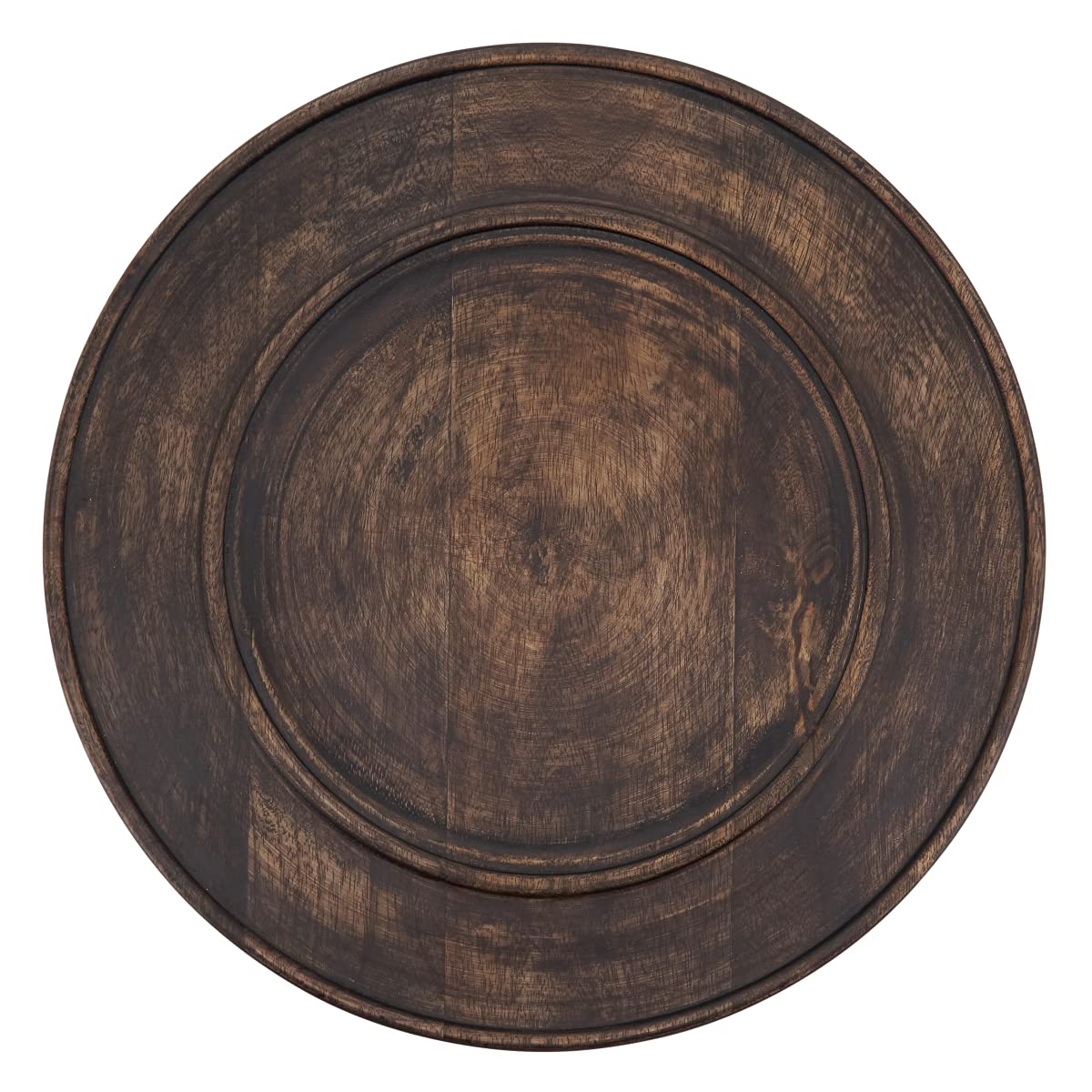 Premium SARO CH216.BR13R Charger Plates Set of 4 - Elegant Dark Wood Design for Wedding, Holiday & Formal Dining Decor - Rustic Dinnerware for Table Setting & Party Serving