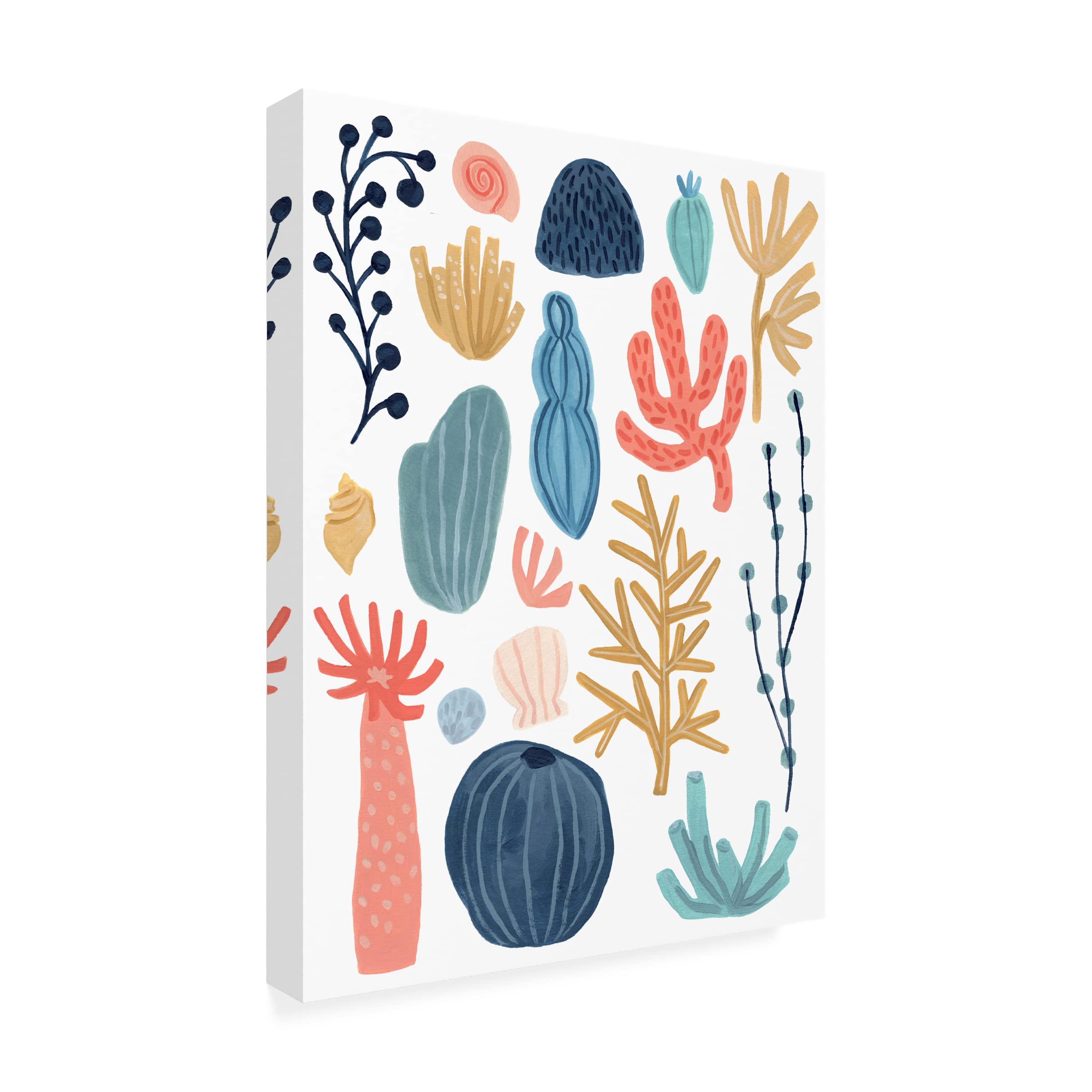 Trademark Fine Art 'Reef Assortment I' Canvas Wall Art Print by June Erica Vess - Vibrant Coral Reef Painting for Beach House Decor, Living Room & Office Wall