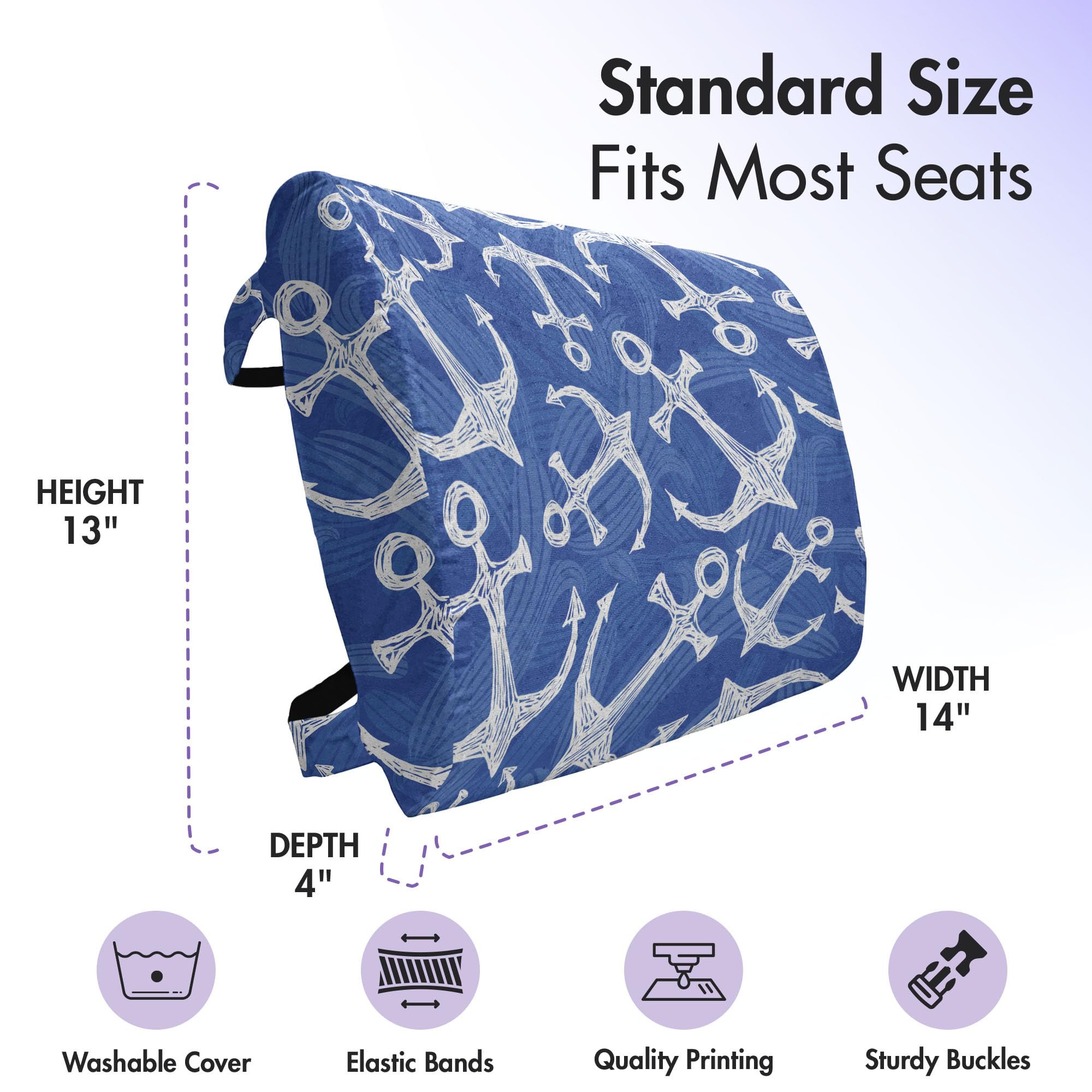 Ambesonne Anchor Lumbar Support Pillow - High Density Foam for Office Chair & Car Seat - 14