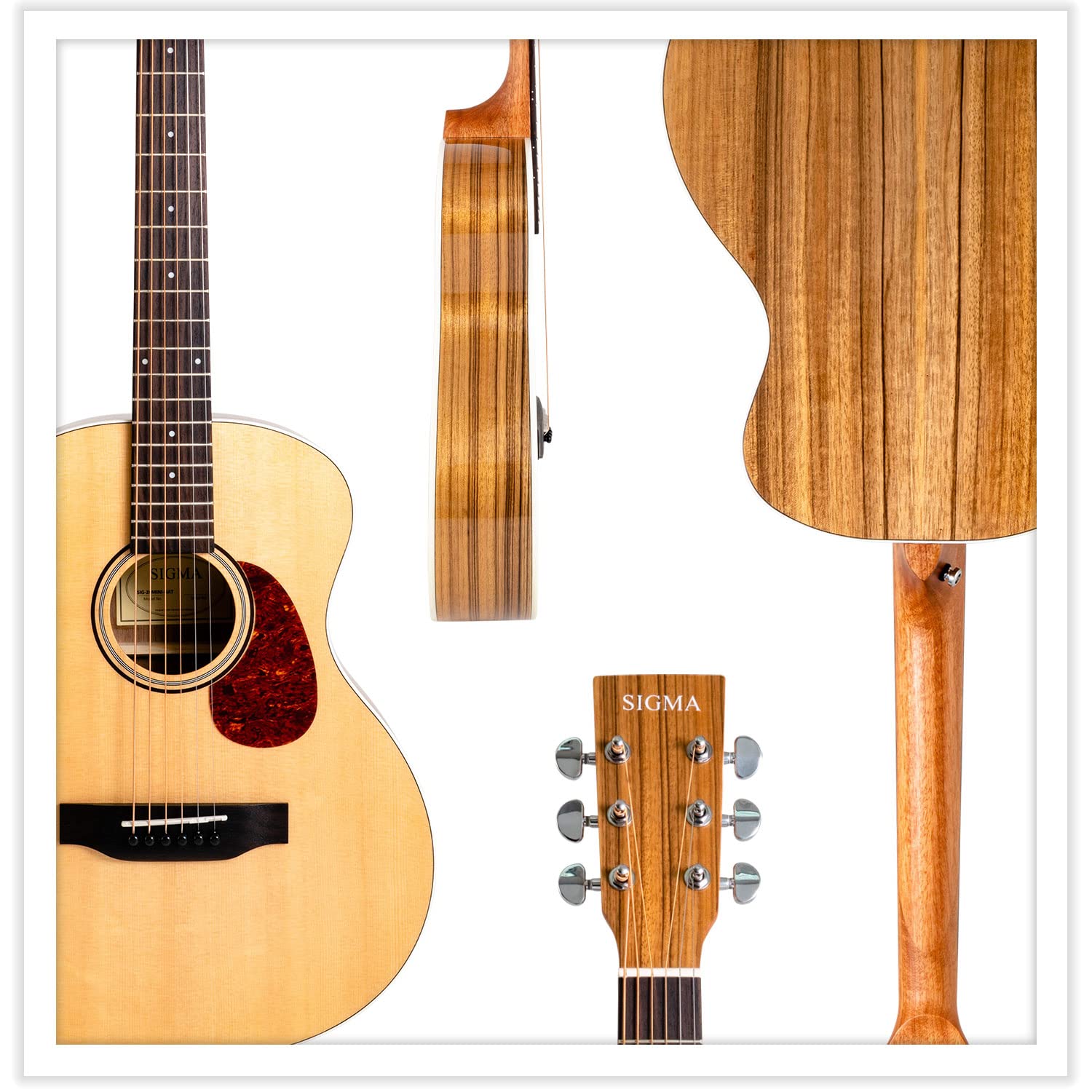 Sigma Junior 3/4 Size Acoustic Guitar with Solid Spruce Top, Mahogany Back & Sides - Natural Gloss Finish, Rosewood Bridge & Premium Steel Strings | Compact Travel Guitar for Kids & Beginners | Perfect for Camping, Road Trips & Small Hands