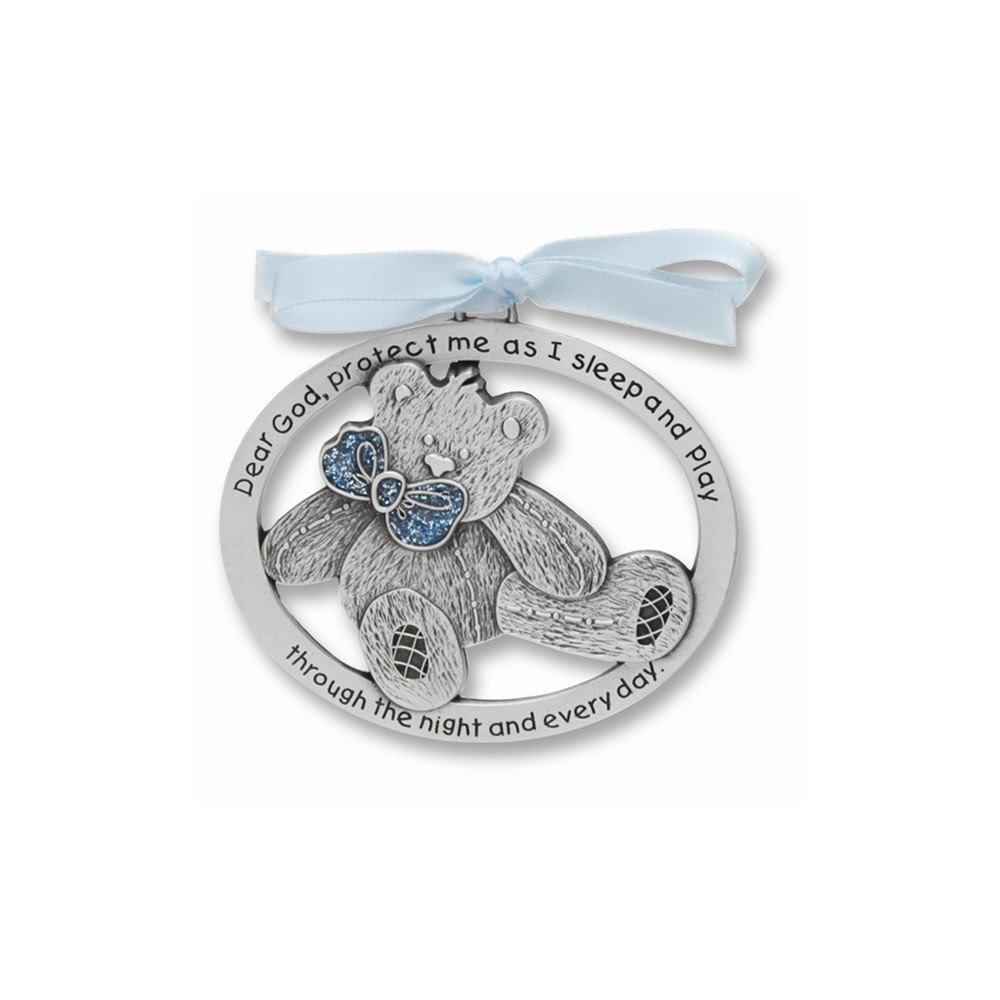 Solid Blue Epoxy Teddy Bear Crib Medal - Baby Shower Gift, Nursery Decor, Christening Keepsake | Perfect for Newborn Gifts, First Birthday Presents & Memory Box Treasures