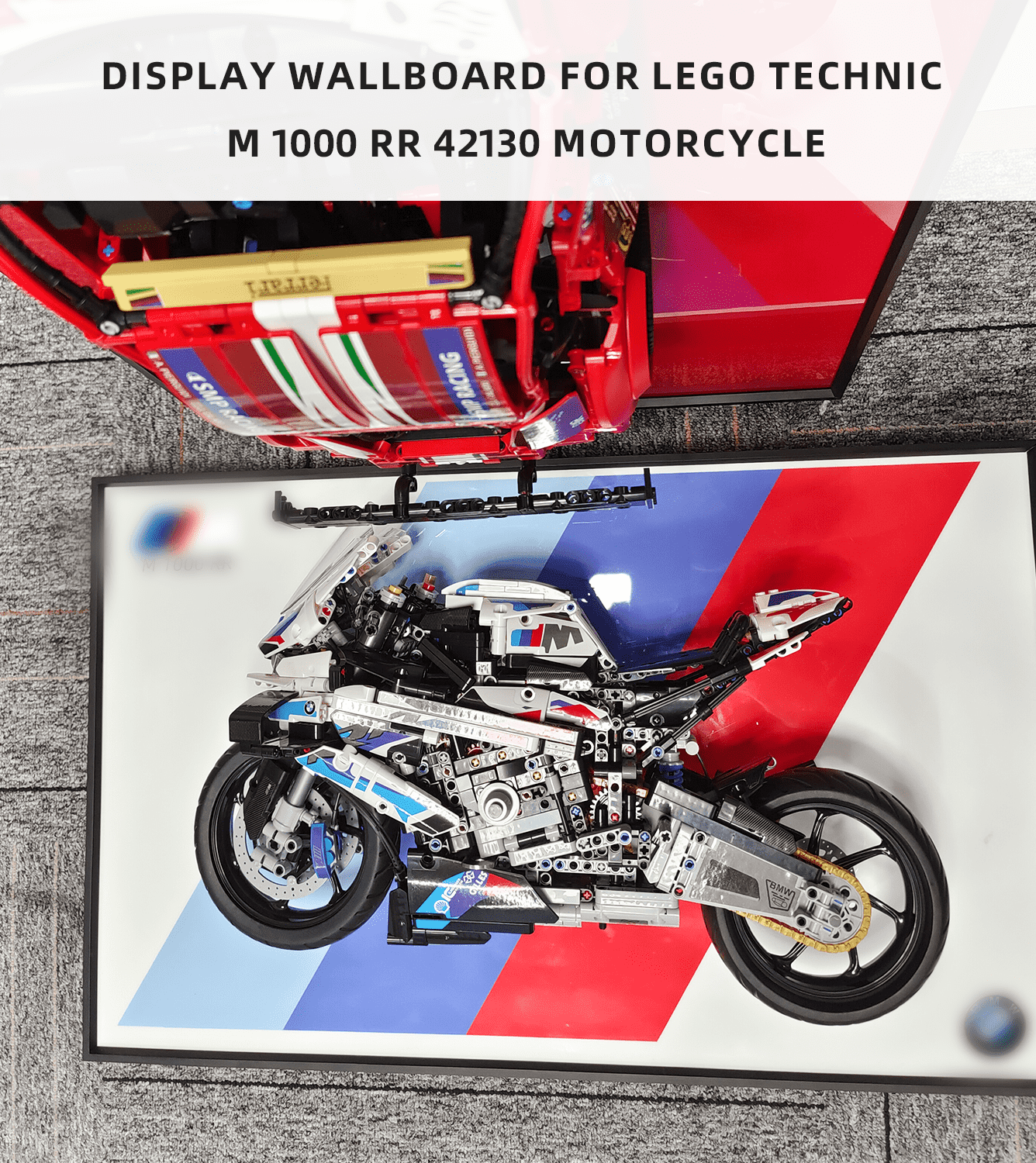 Lego 42130 Technic™ BMW M 1000 RR Motorcycle Display Wall Mount - Secure Hanging Bracket for LEGO Technic Model Showcase - Perfect for Home Office, Game Room & Collector's Display